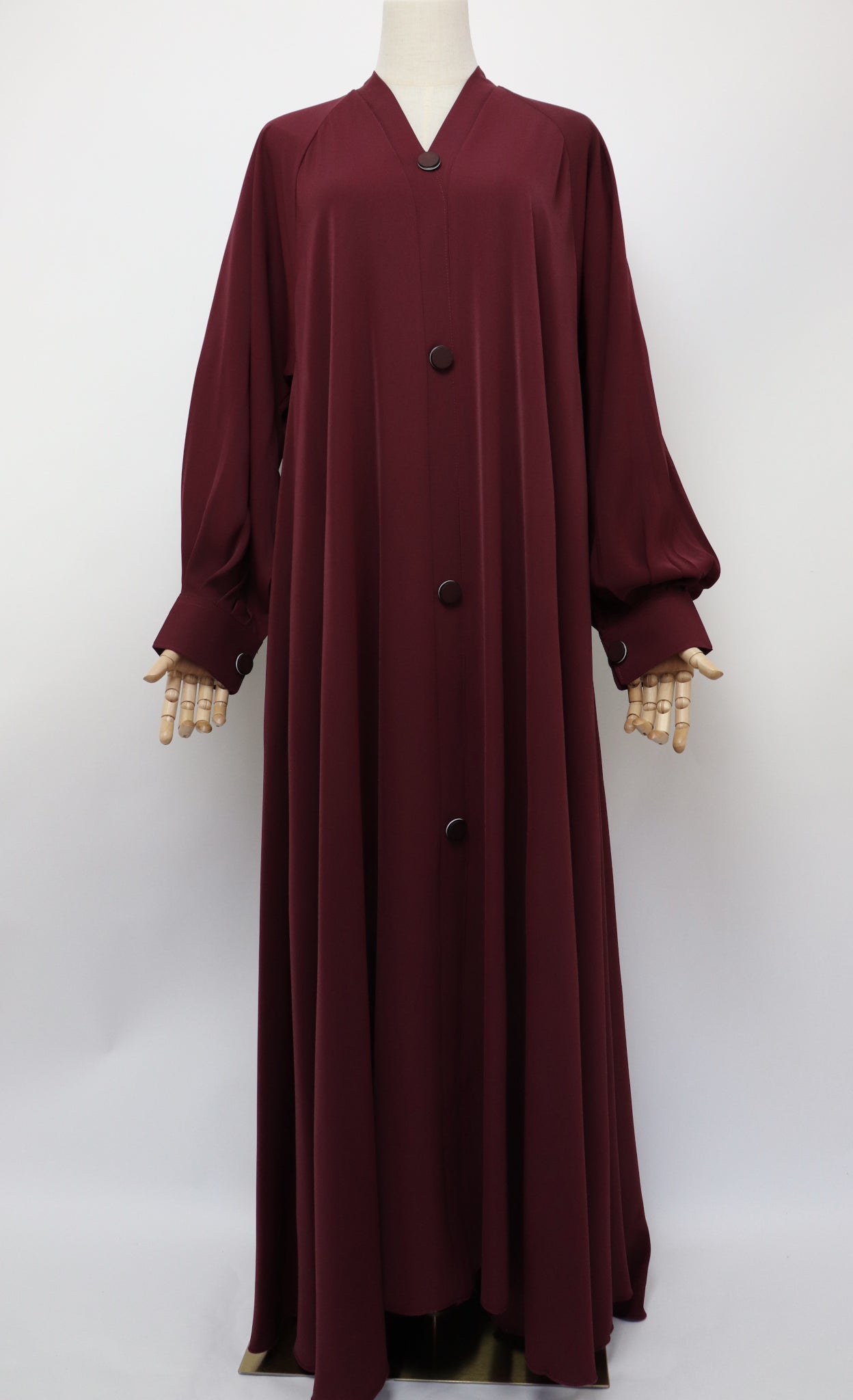 Closed Cuffed Flare Umbrella Abaya - Maroon