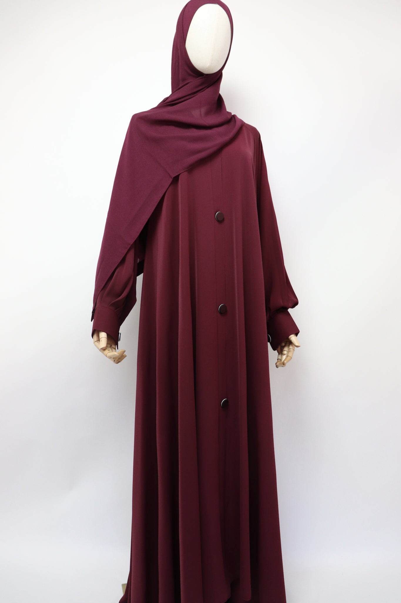 Closed Cuffed Flare Umbrella Abaya - Maroon