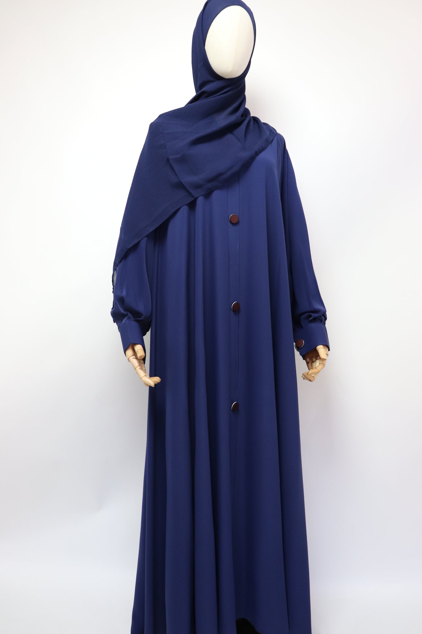 Closed Cuffed Flare Umbrella Abaya - Navy