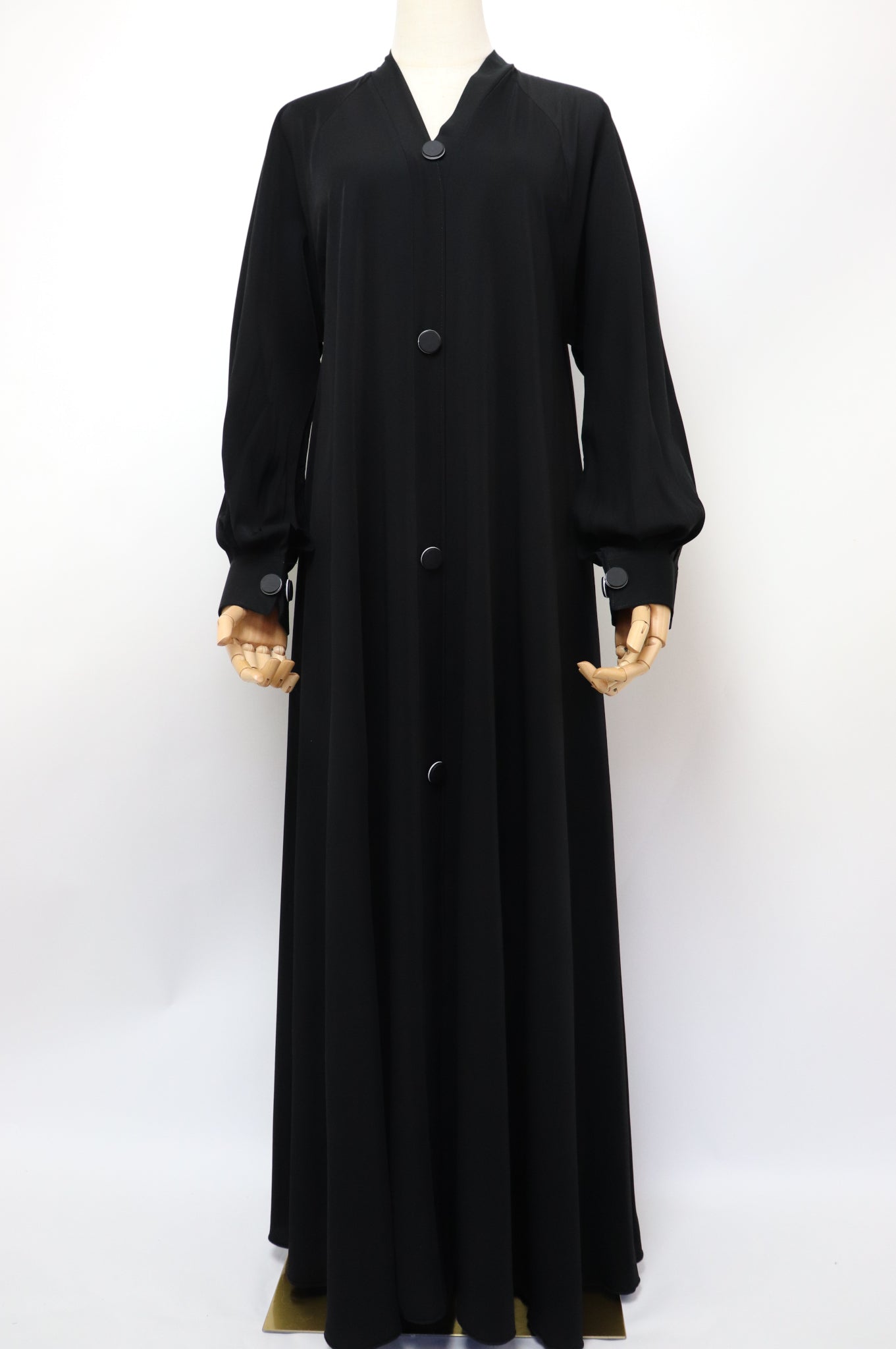 Closed Cuffed Flare Umbrella Abaya - Black