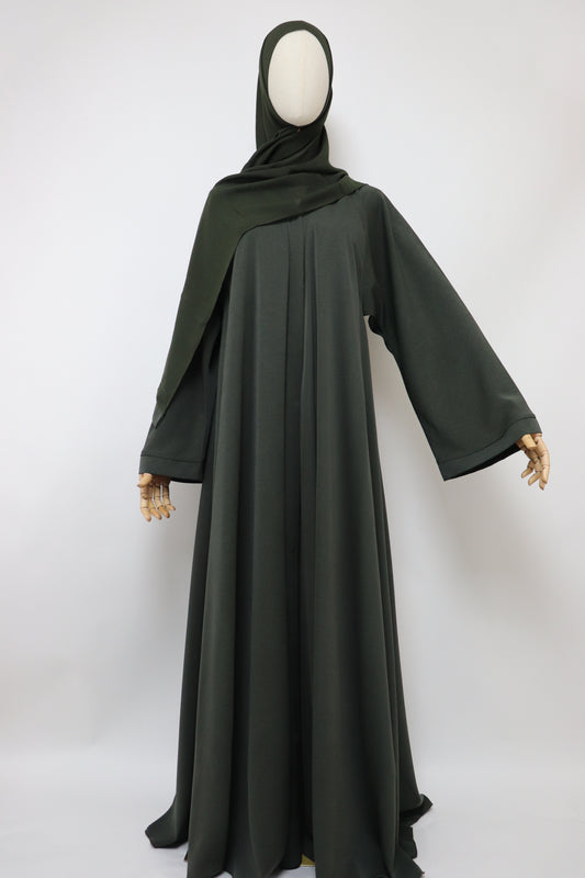 Marble Open Flare Umbrella Abaya - Deep Pine