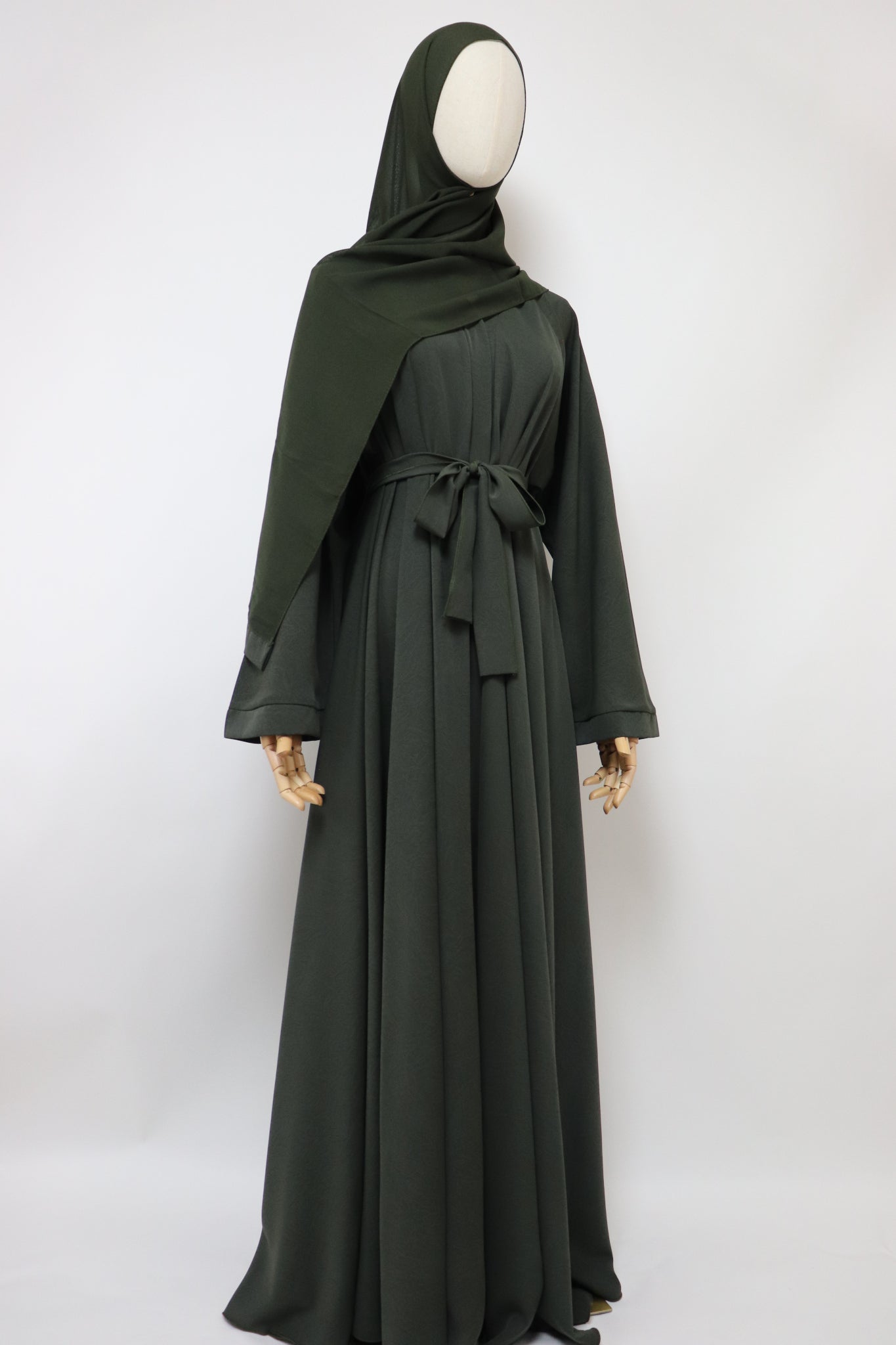 Marble Open Flare Umbrella Abaya - Deep Pine