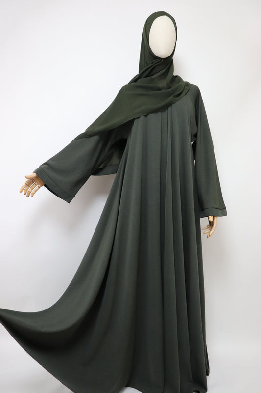 Marble Open Flare Umbrella Abaya - Deep Pine