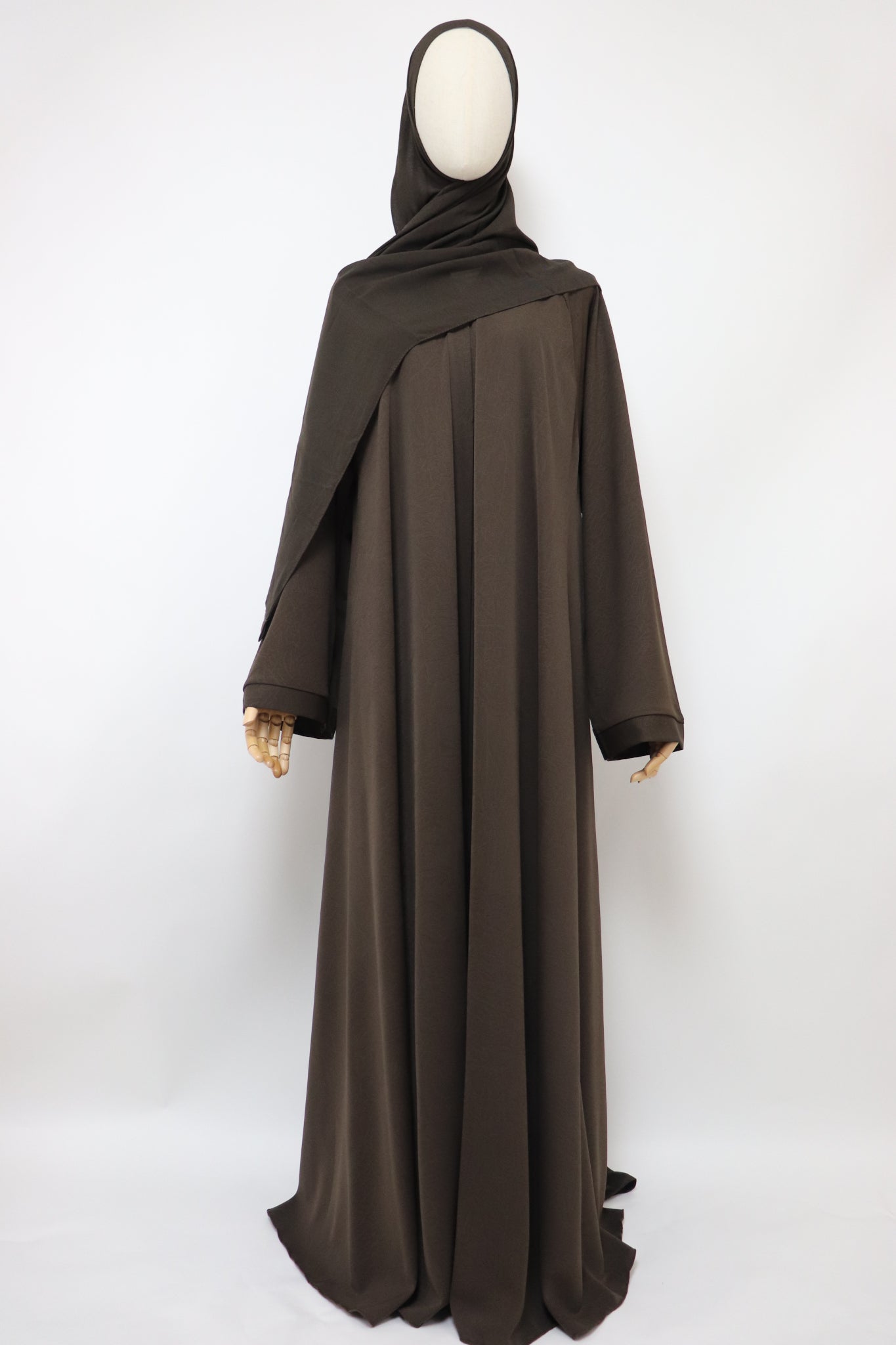 Marble Open Flare Umbrella Abaya - Cedar Brown