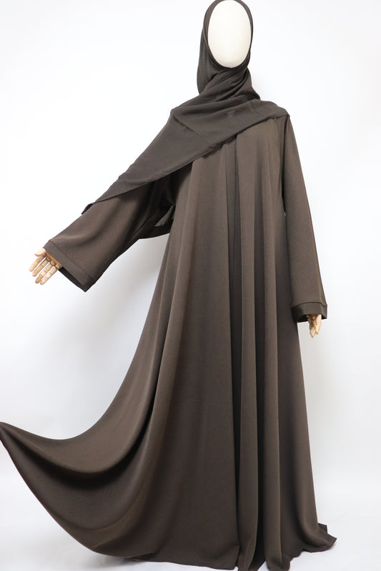 Marble Open Flare Umbrella Abaya - Cedar Brown