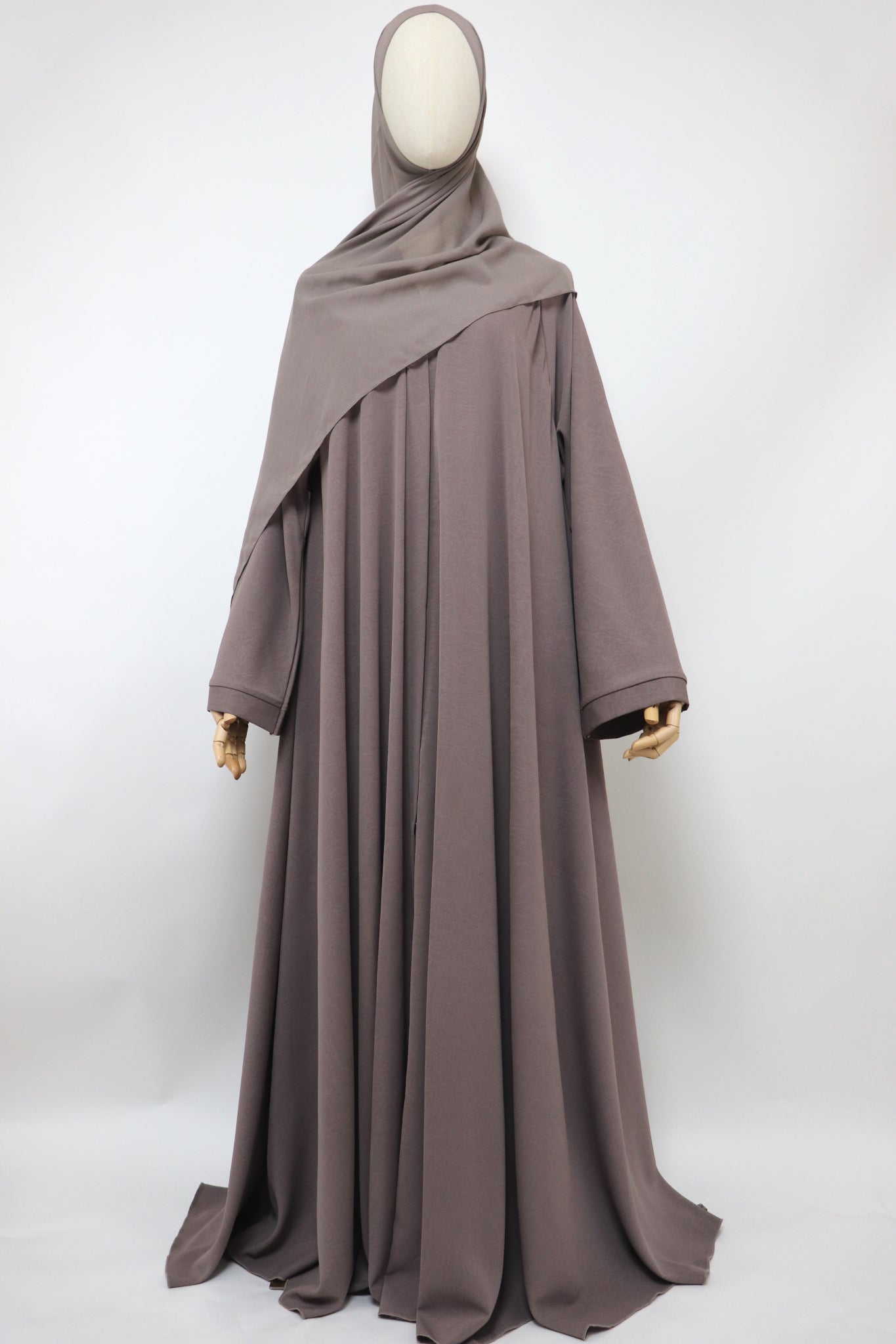 Marble Open Flare Umbrella Abaya - Deep Taupe