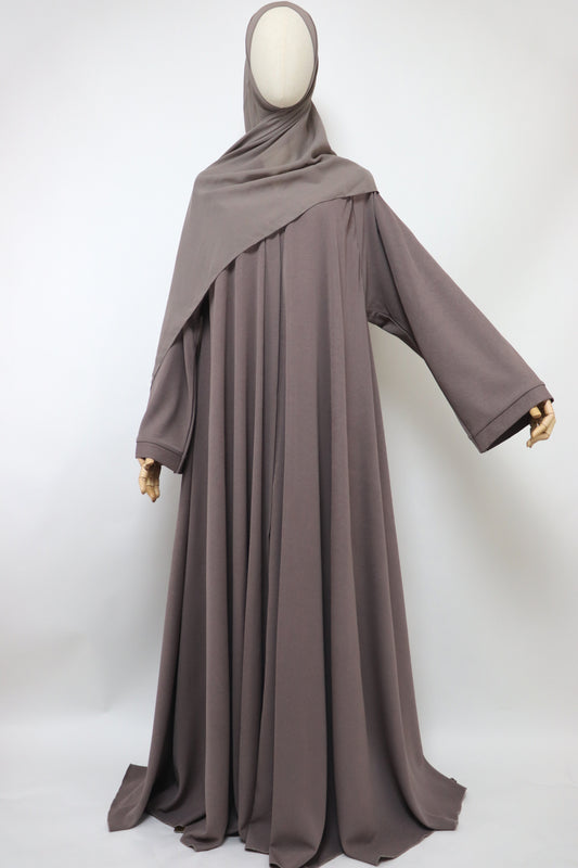 Marble Open Flare Umbrella Abaya - Deep Taupe