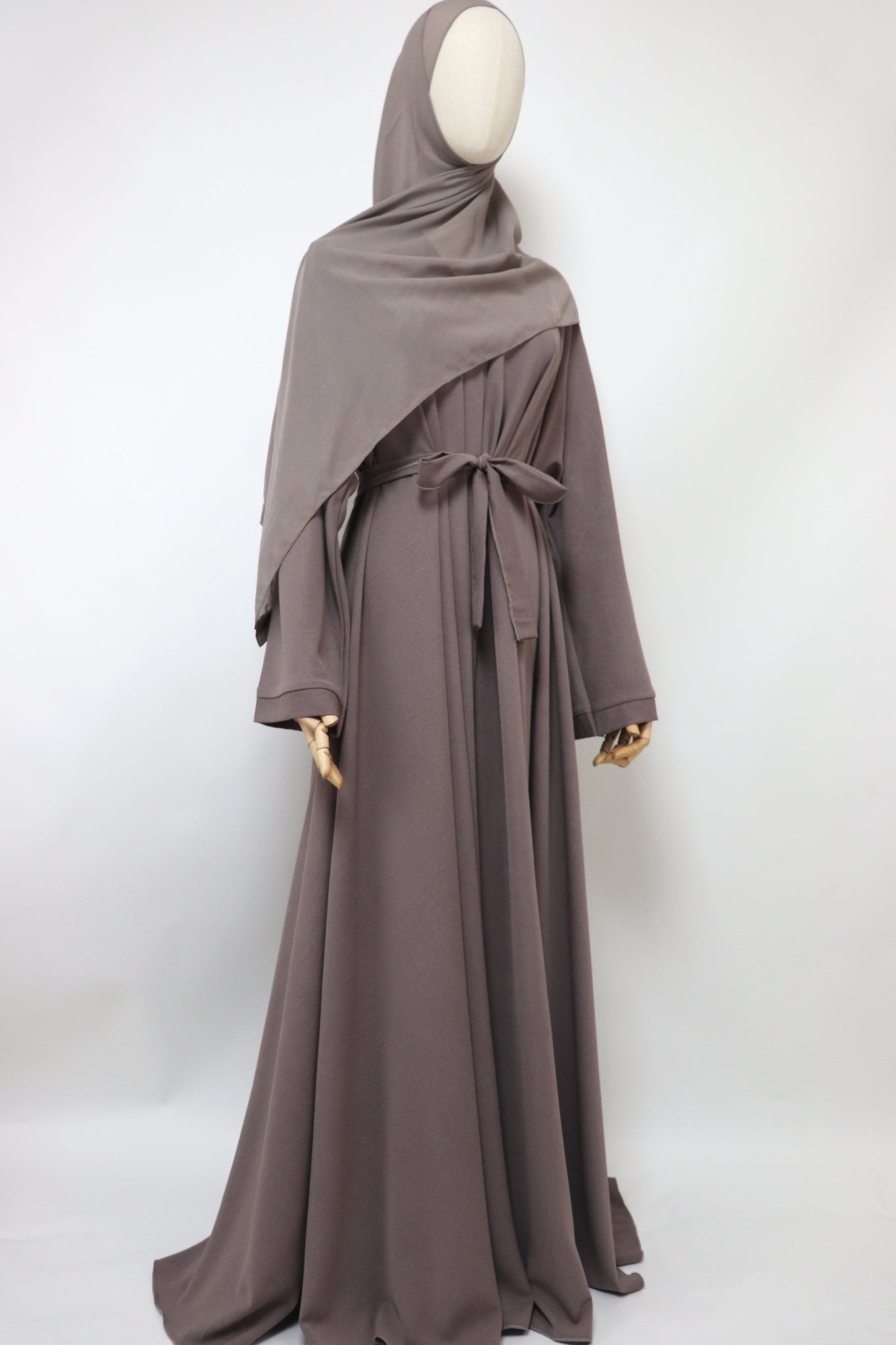 Marble Open Flare Umbrella Abaya - Deep Taupe