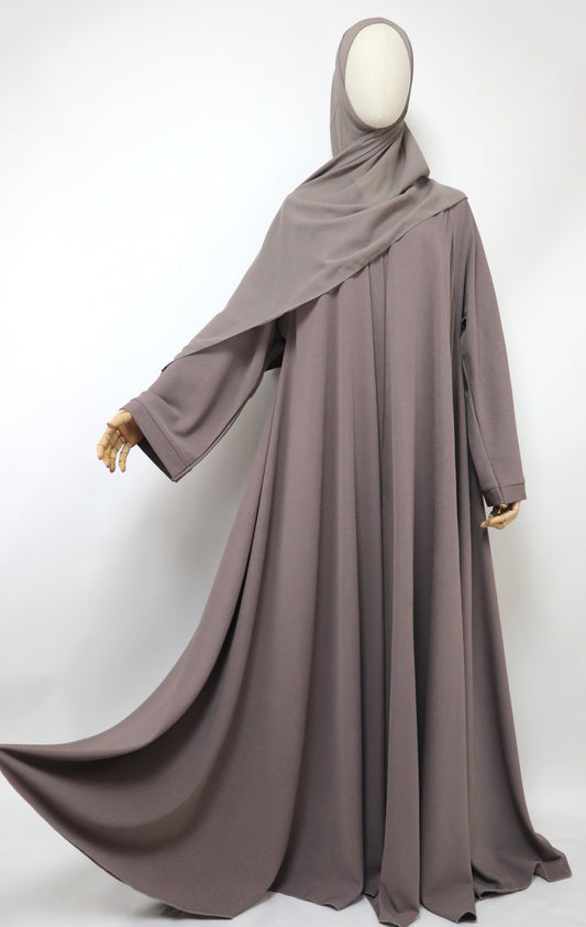 Marble Open Flare Umbrella Abaya - Deep Taupe