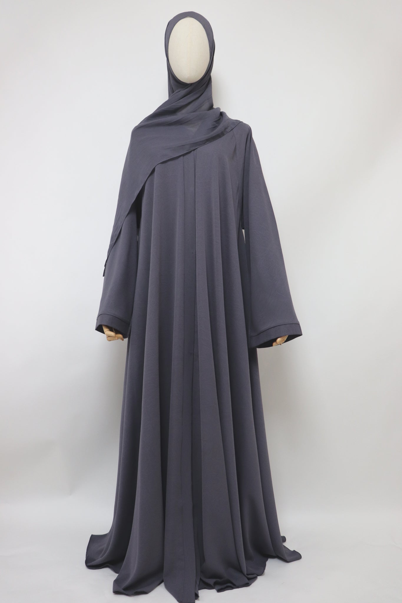 Marble Open Flare Umbrella Abaya - Slate Gray