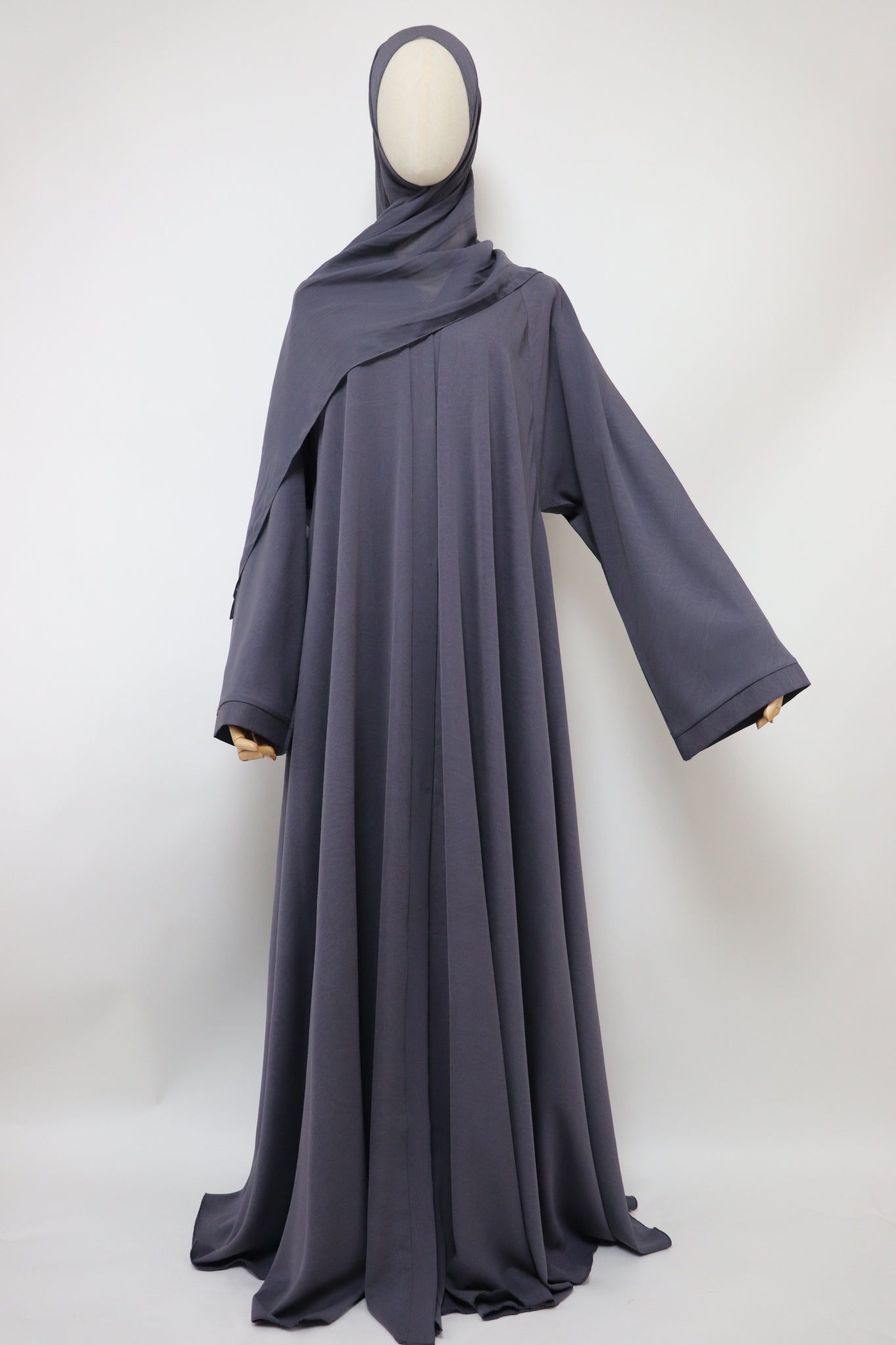Marble Open Flare Umbrella Abaya - Slate Gray