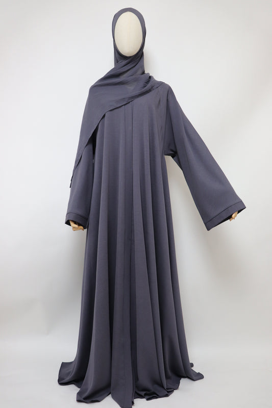 Marble Open Flare Umbrella Abaya - Slate Gray