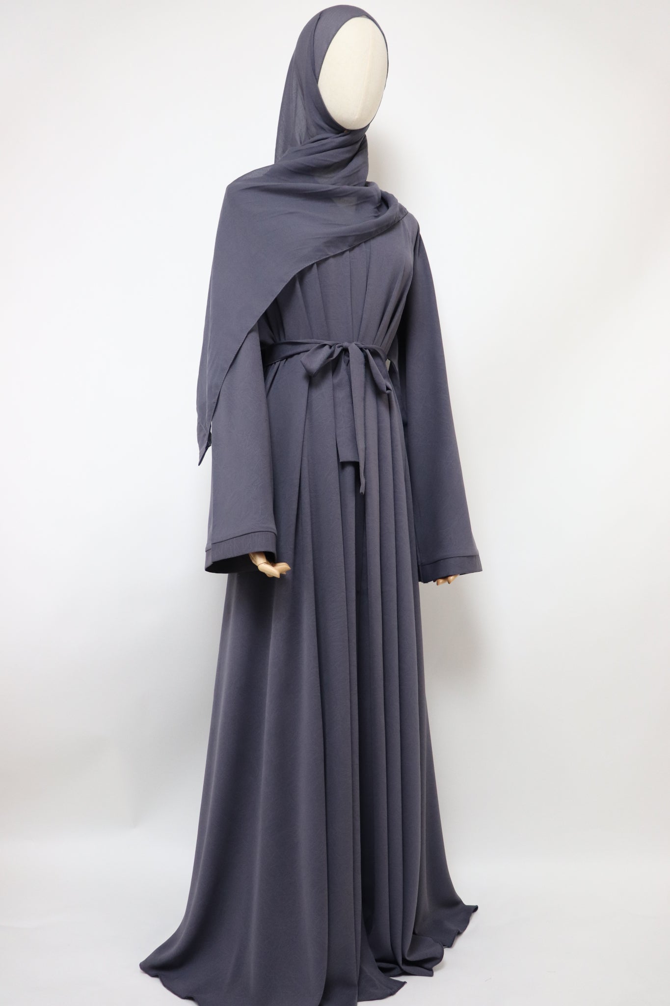 Marble Open Flare Umbrella Abaya - Slate Gray