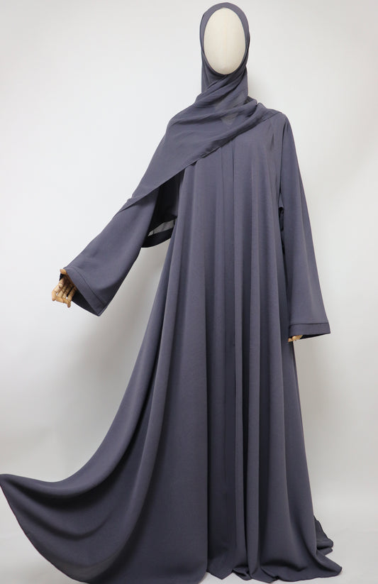 Marble Open Flare Umbrella Abaya - Slate Gray