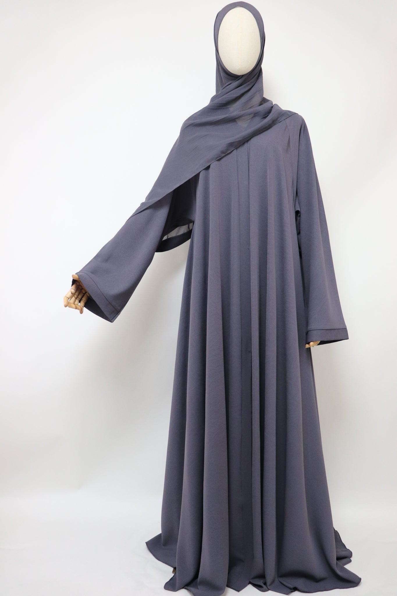 Marble Open Flare Umbrella Abaya - Slate Gray