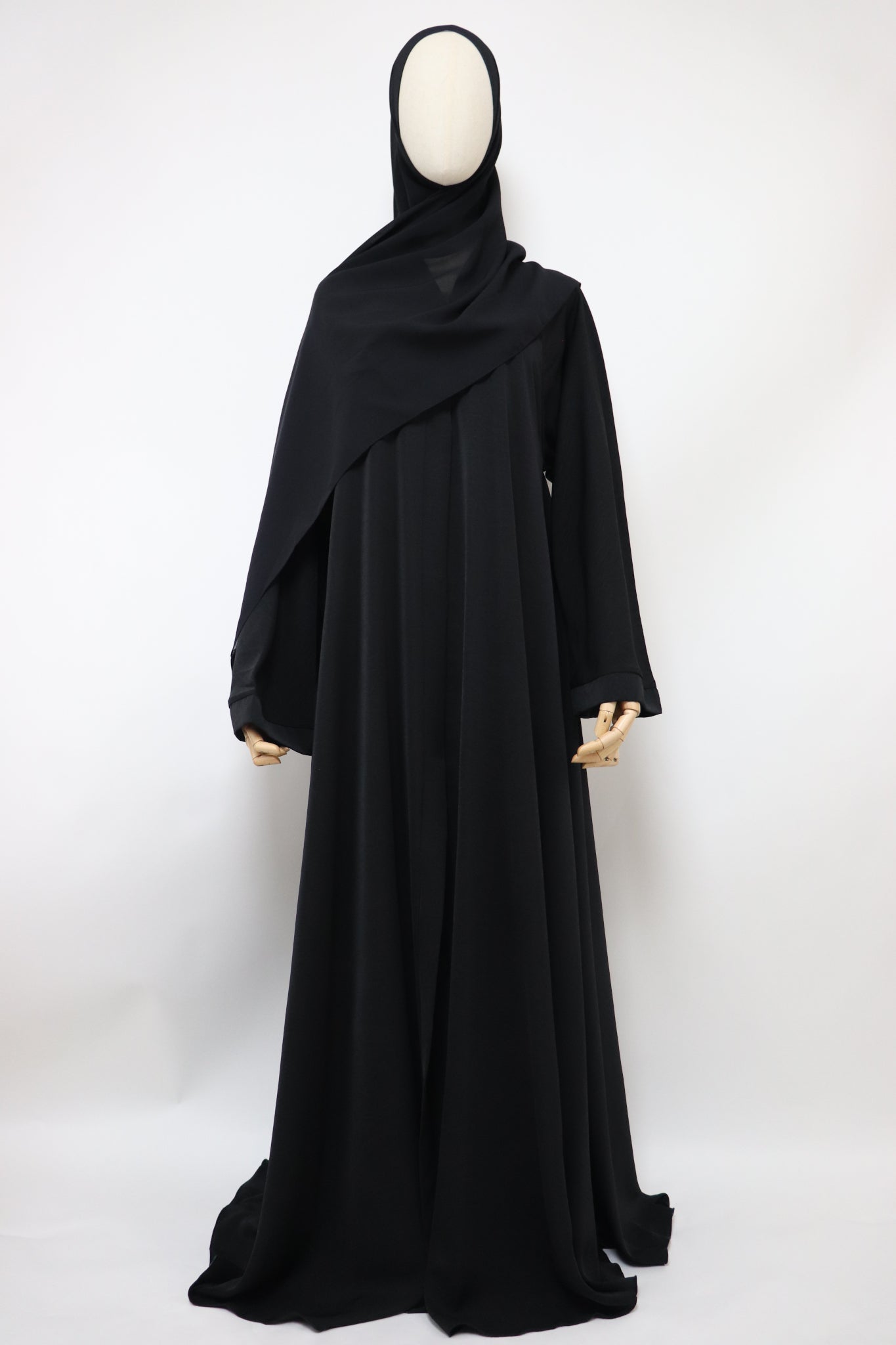 Marble Open Flare Umbrella Abaya - Black