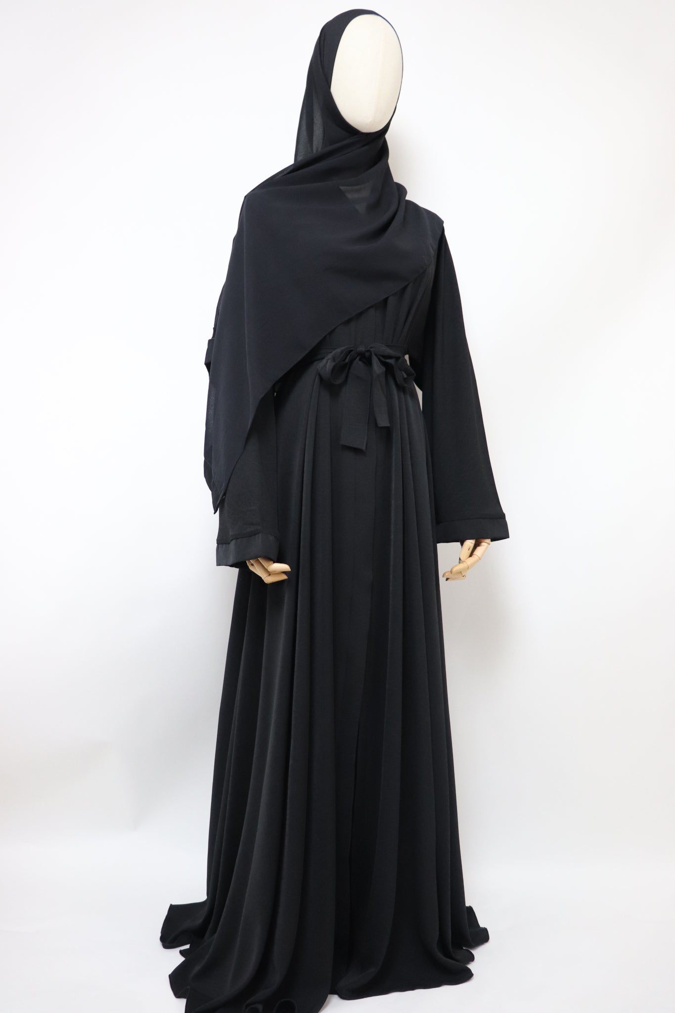Marble Open Flare Umbrella Abaya - Black