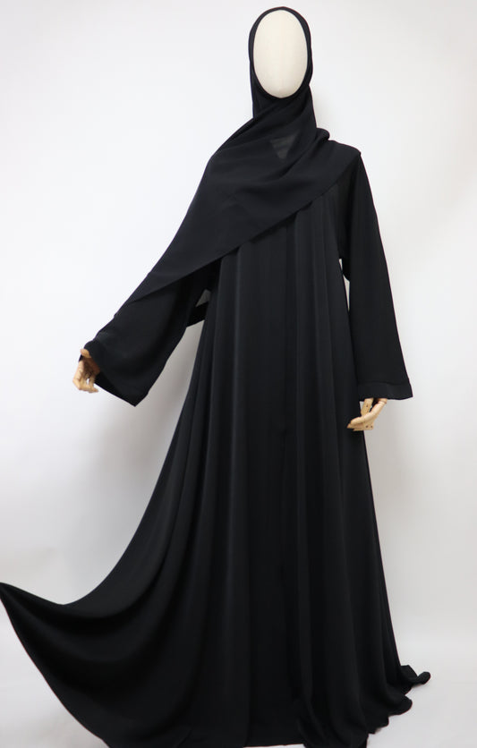 Marble Open Flare Umbrella Abaya - Black