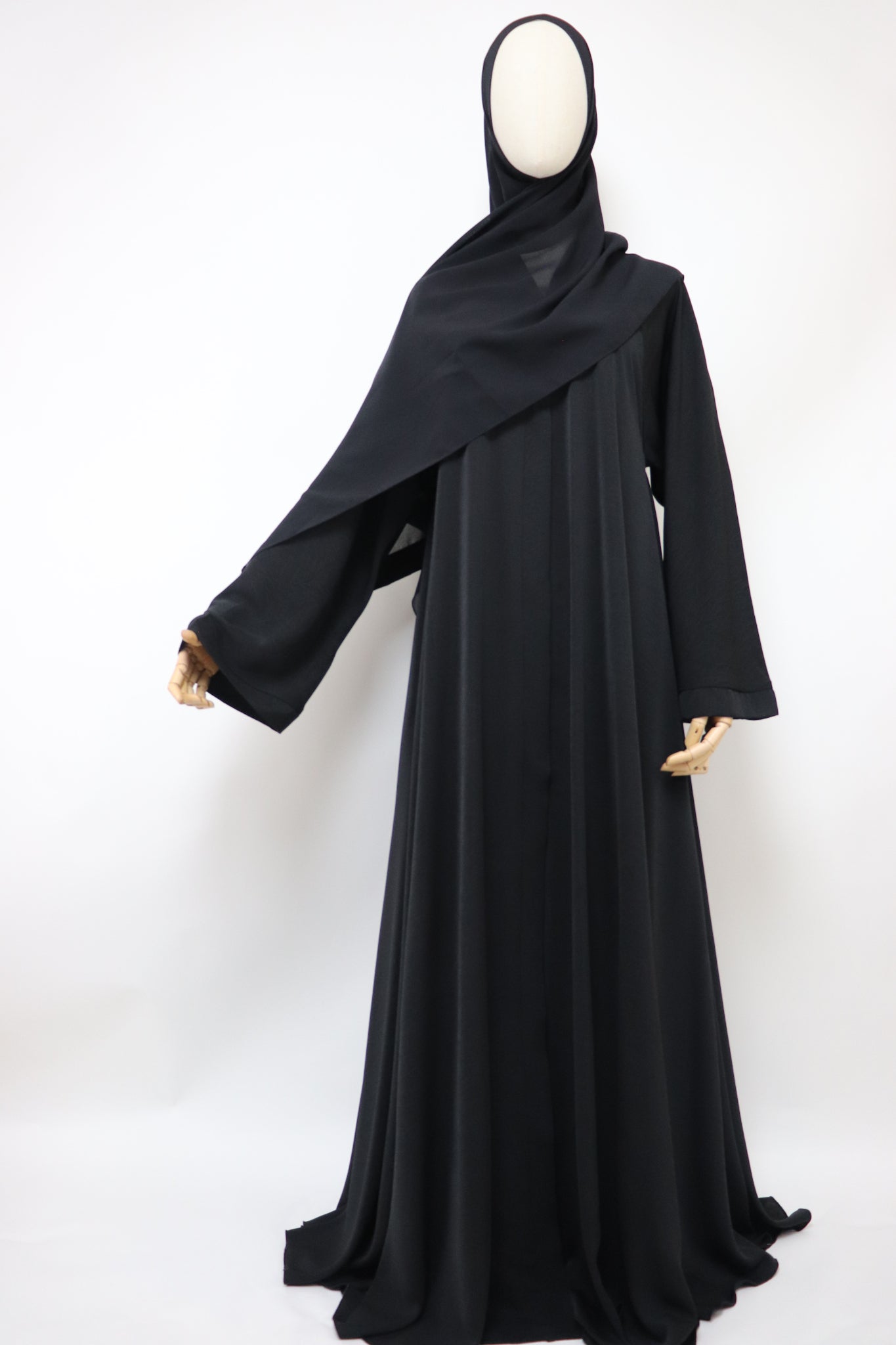 Marble Open Flare Umbrella Abaya - Black