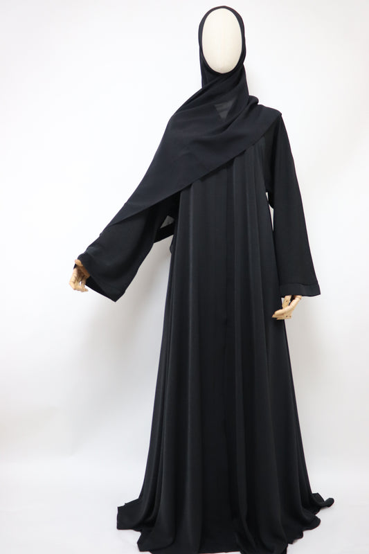 Marble Open Flare Umbrella Abaya - Black