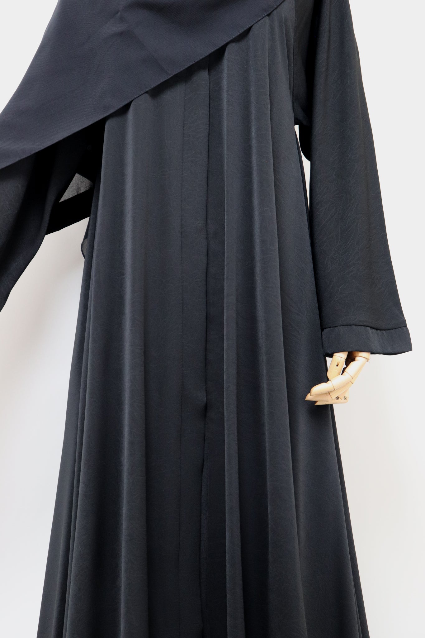 Marble Open Flare Umbrella Abaya - Black