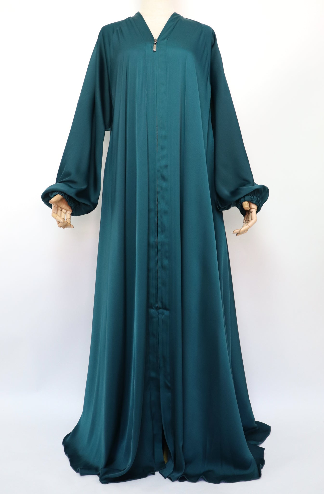Full-zip Cuffed Flare Umbrella Abaya - Peacock