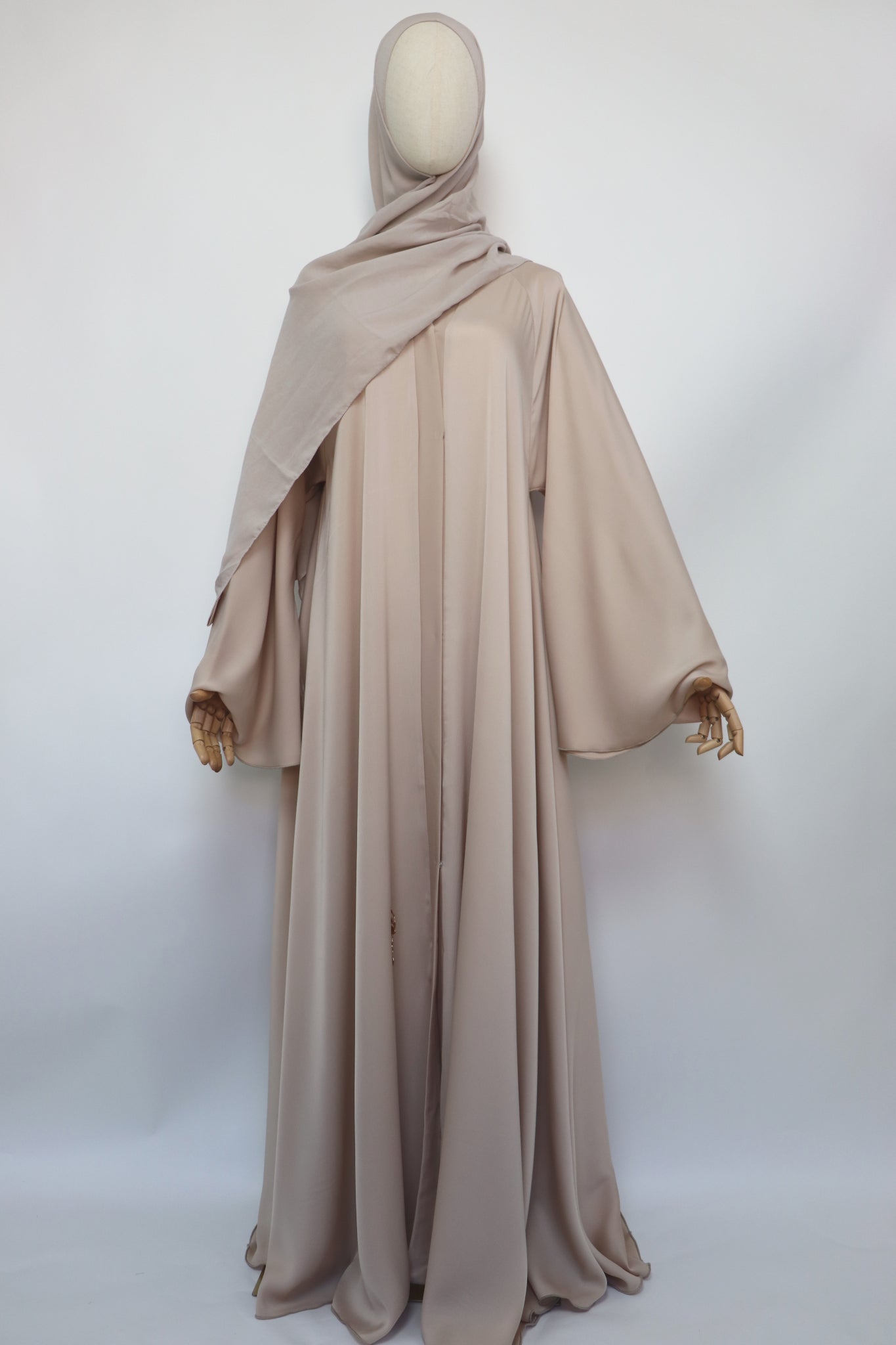 Open Plain Flare Umbrella Abaya - Bone