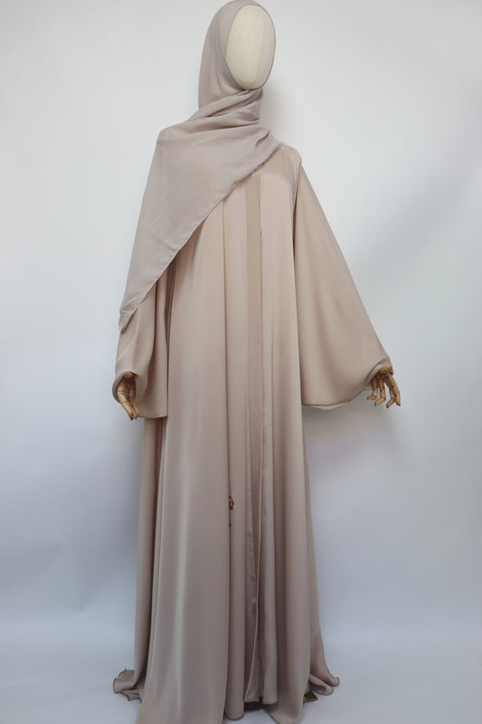 Open Plain Flare Umbrella Abaya - Bone