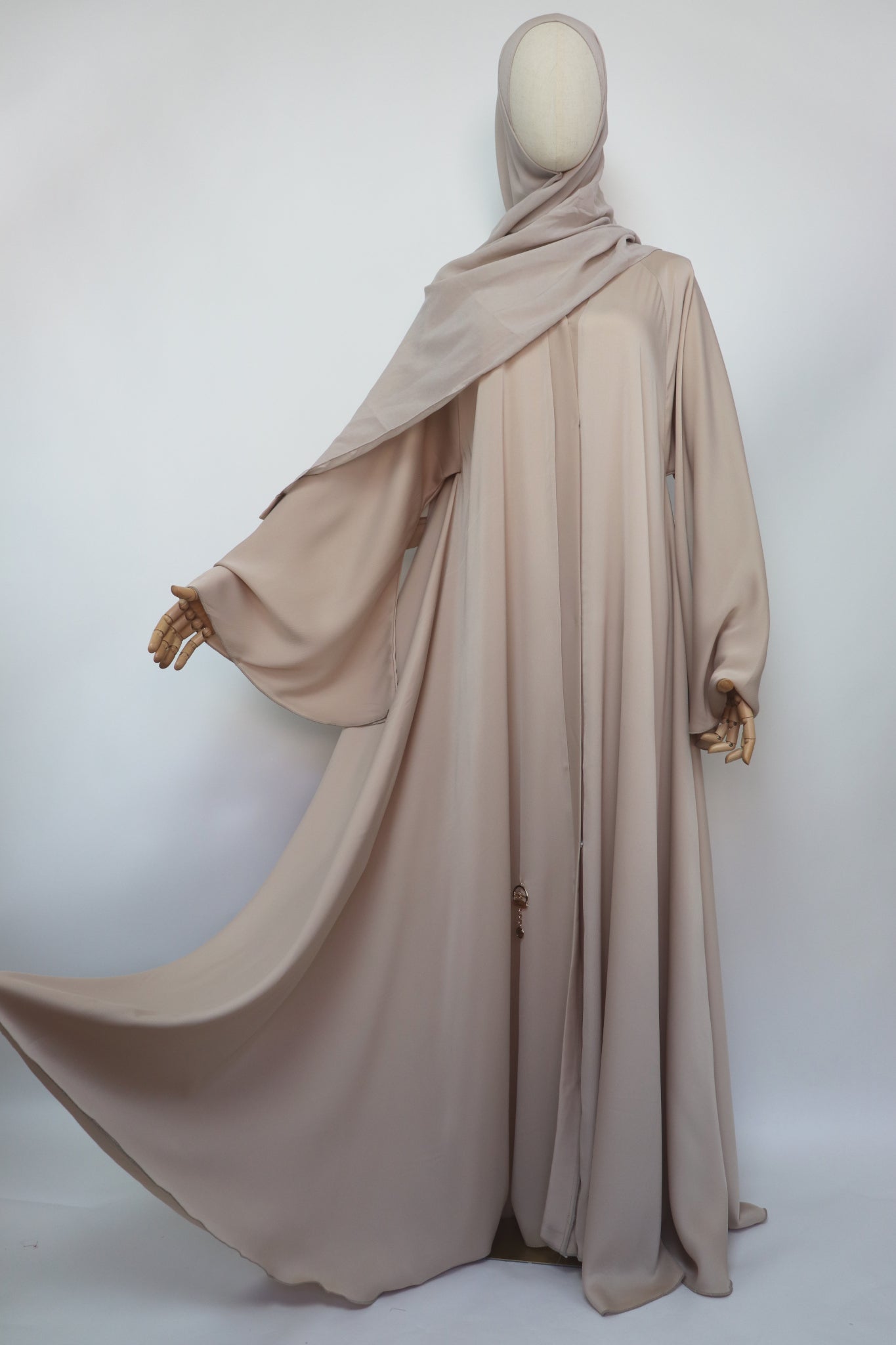 Open Plain Flare Umbrella Abaya - Bone