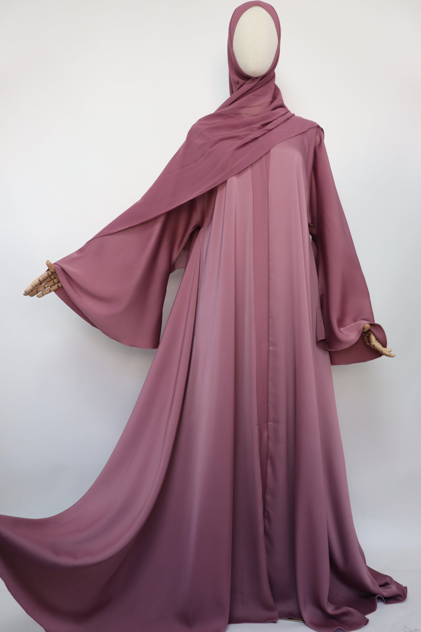 Open Plain Flare Umbrella Abaya - Dusty Pink