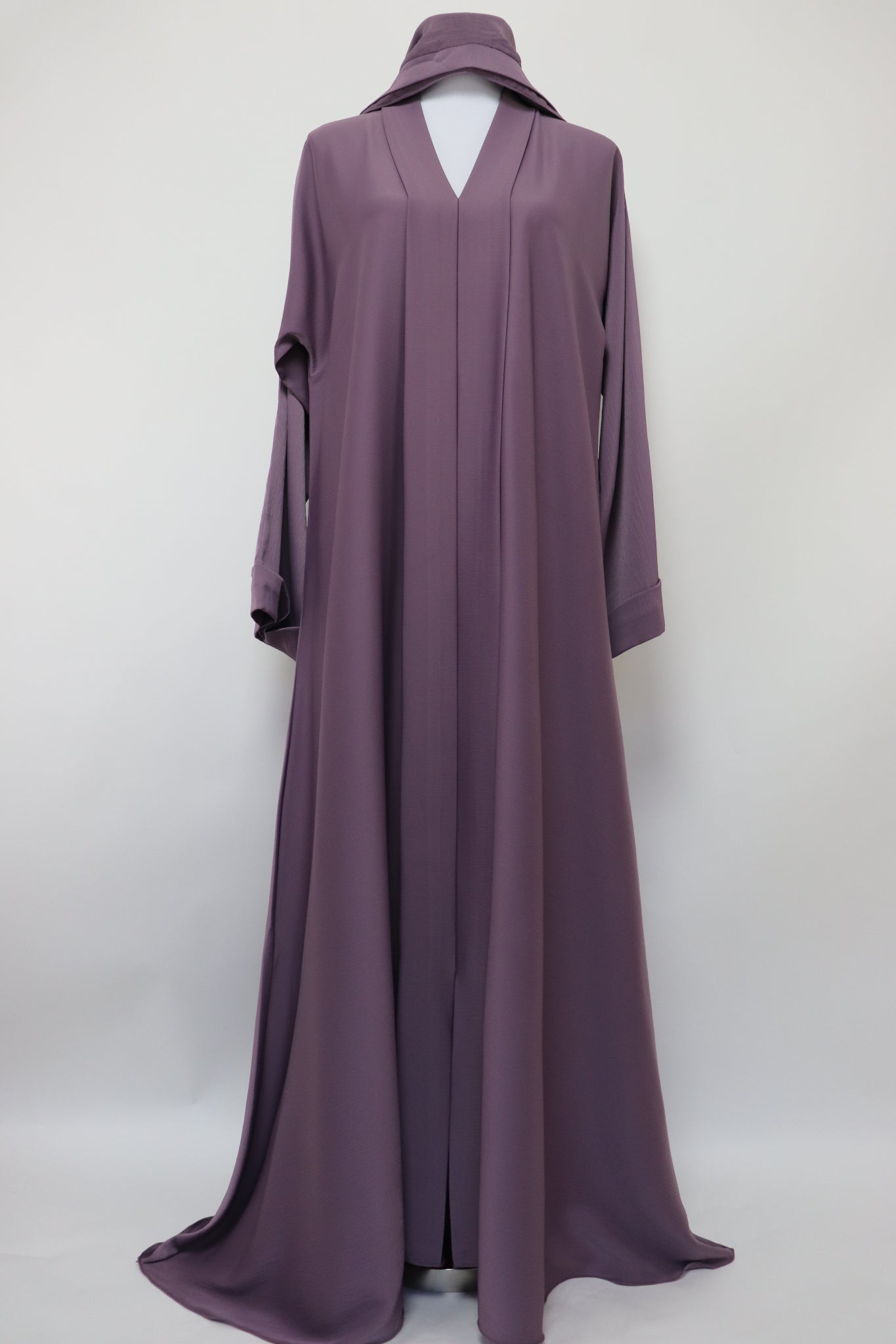 Closed Semi Flare Crinkle Abaya - Dusty Lilac