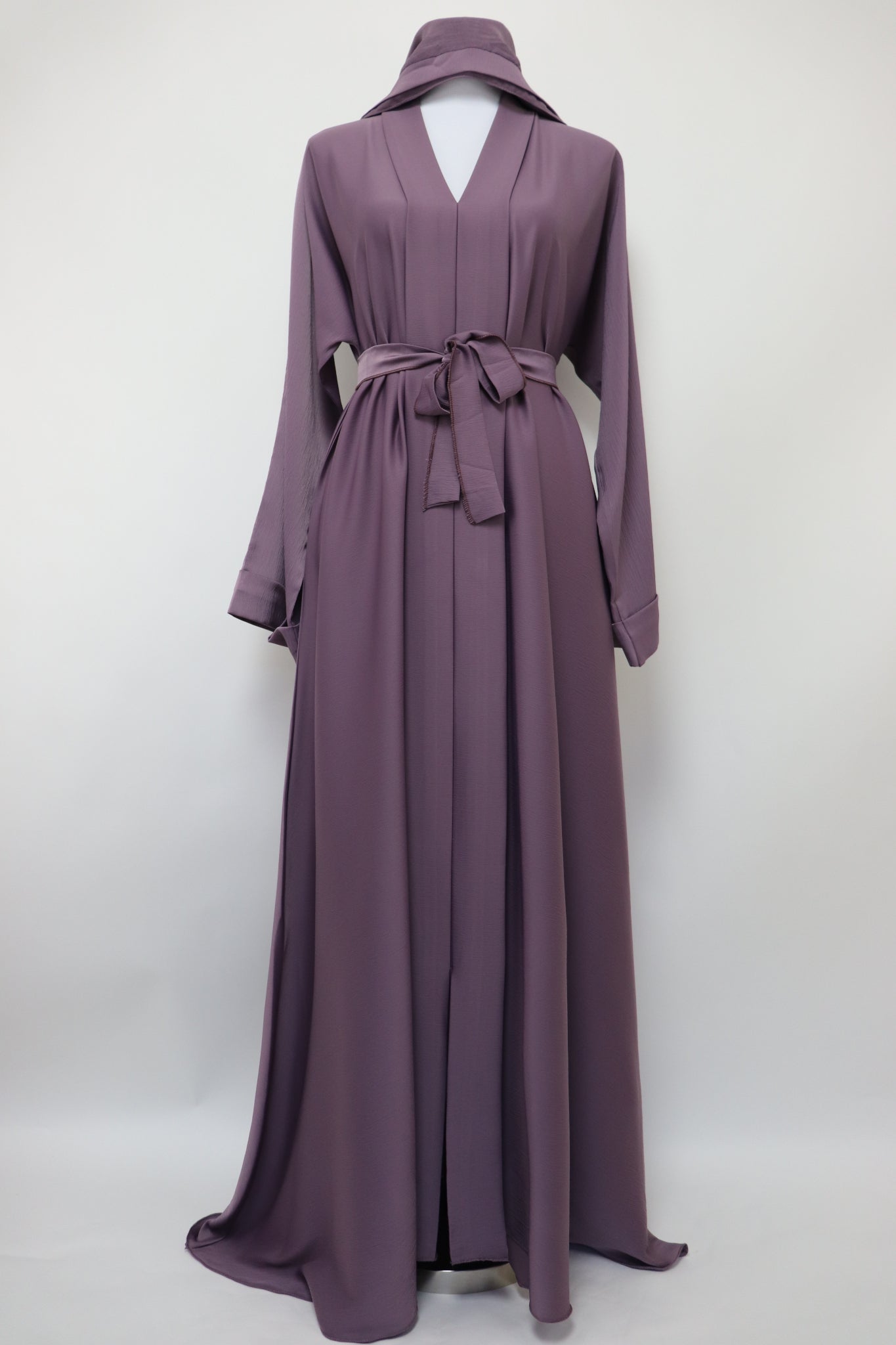 Closed Semi Flare Crinkle Abaya - Dusty Lilac