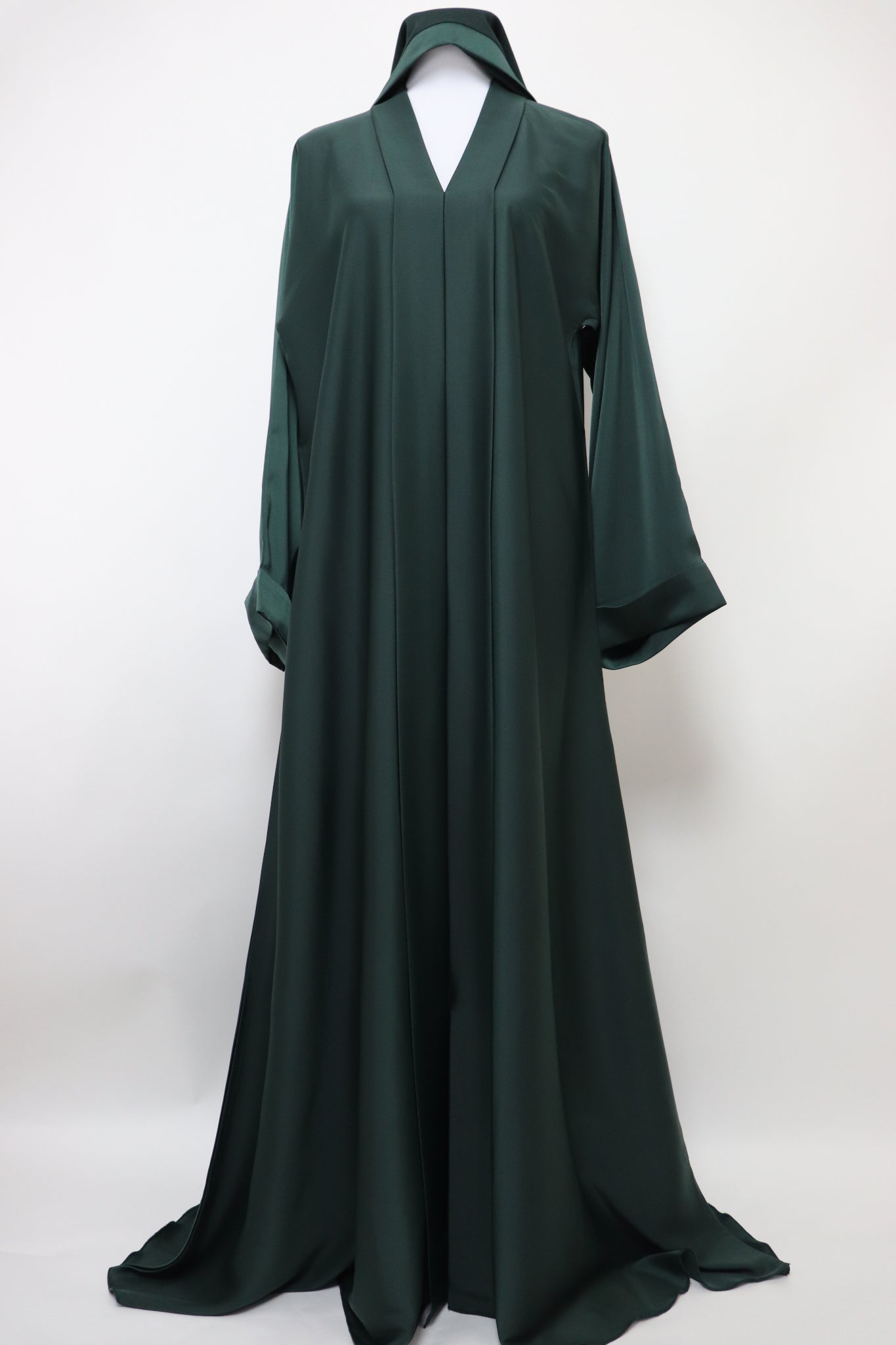 Closed Semi Flare Crinkle Abaya - Emerald