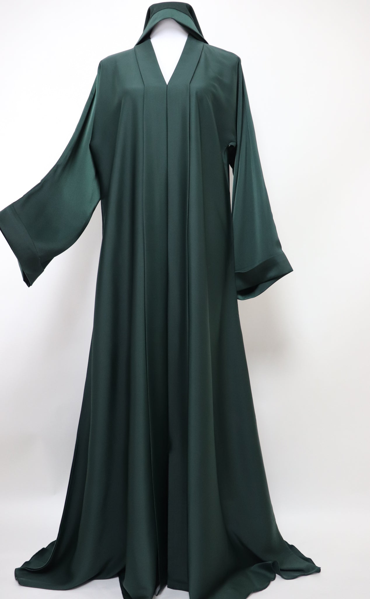 Closed Semi Flare Crinkle Abaya - Emerald