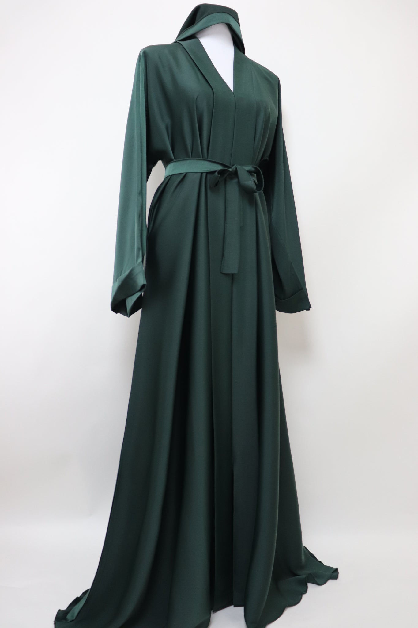 Closed Semi Flare Crinkle Abaya - Emerald