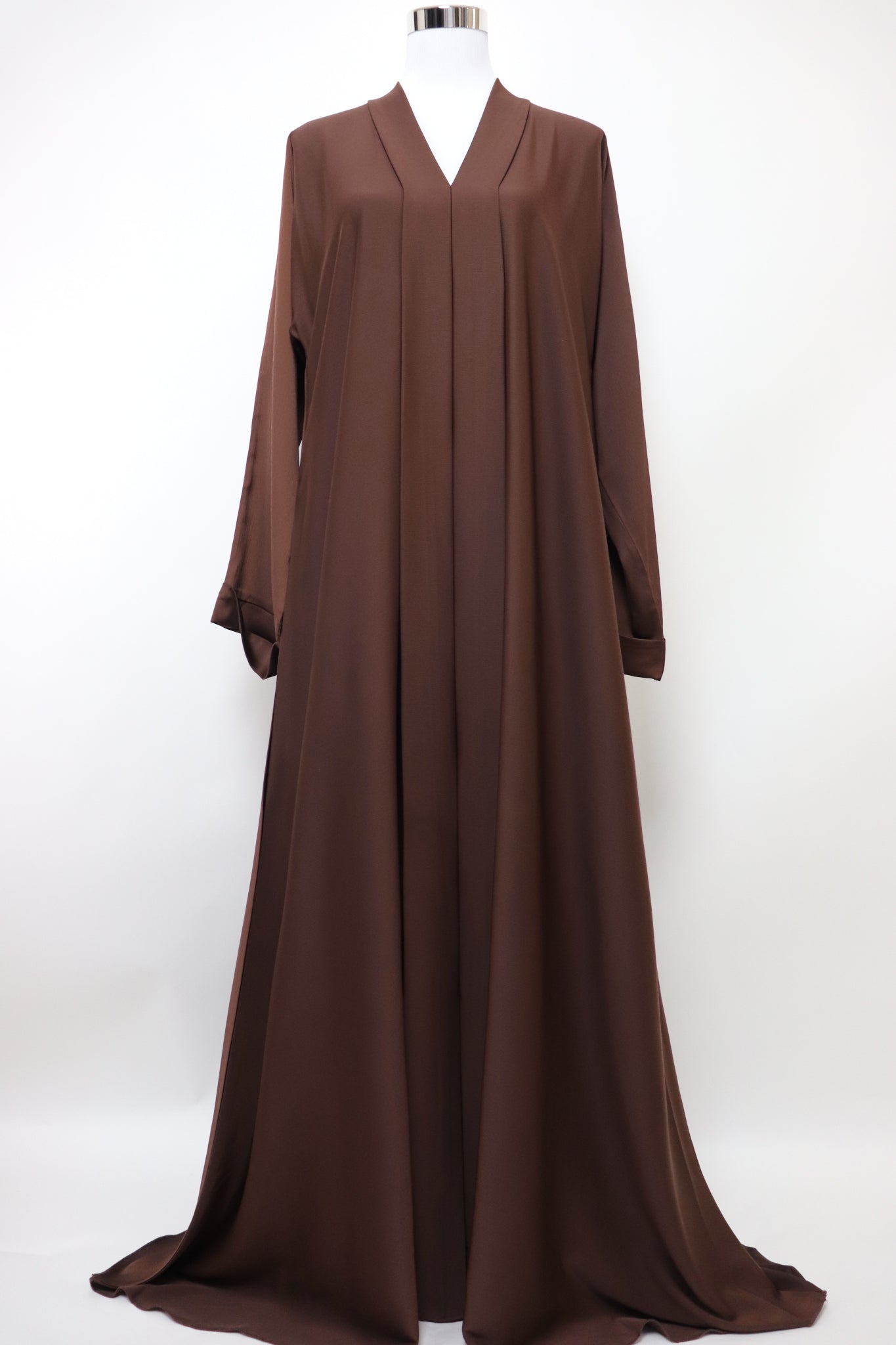 Closed Semi Flare Crinkle Abaya - Warm Choco
