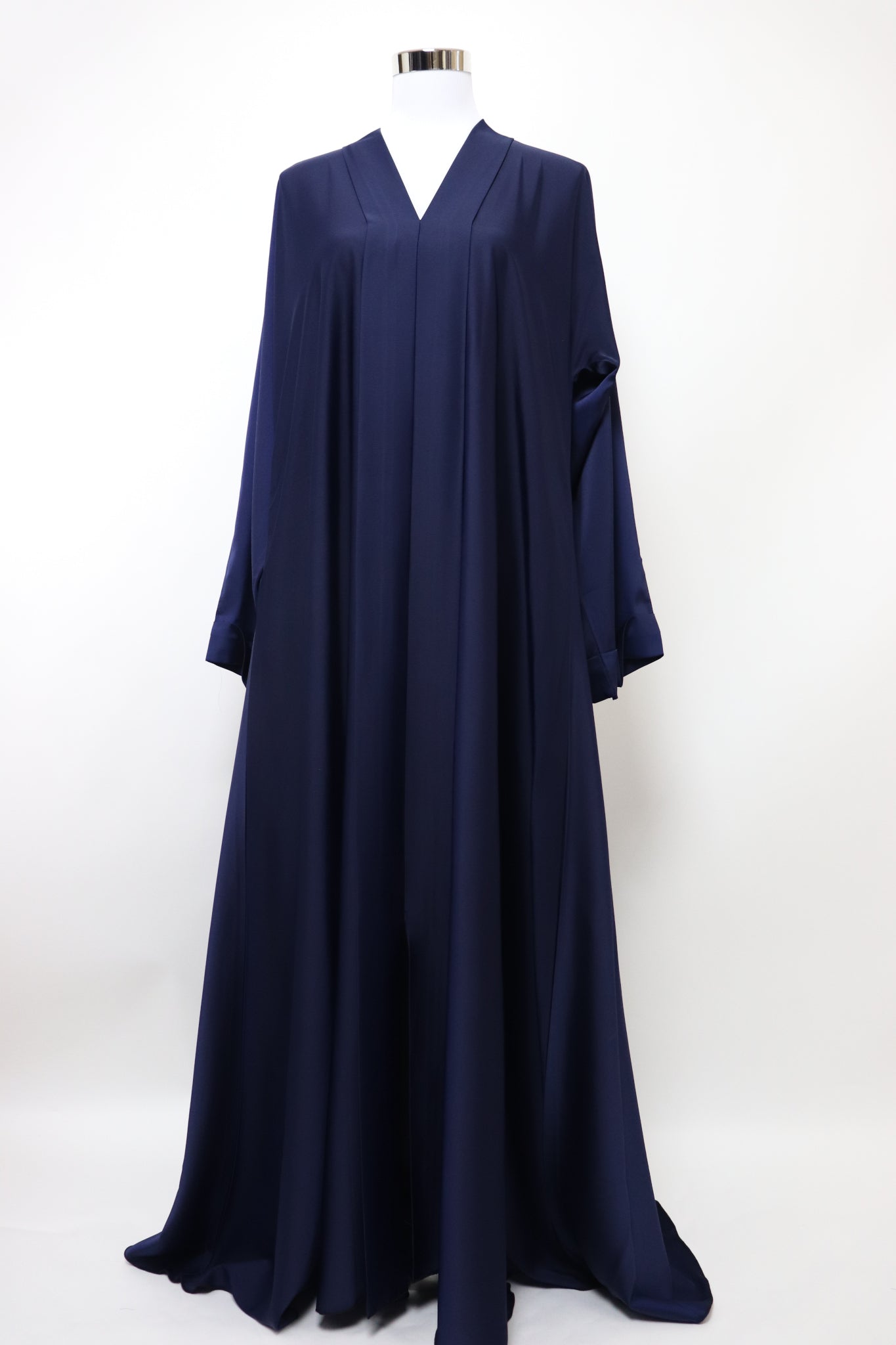 Closed Semi Flare Crinkle Abaya - Navy