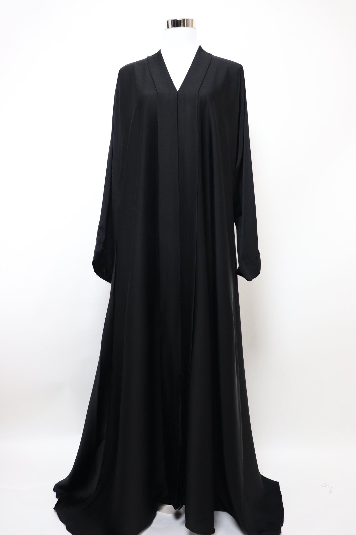 Closed Semi Flare Crinkle Abaya - Black