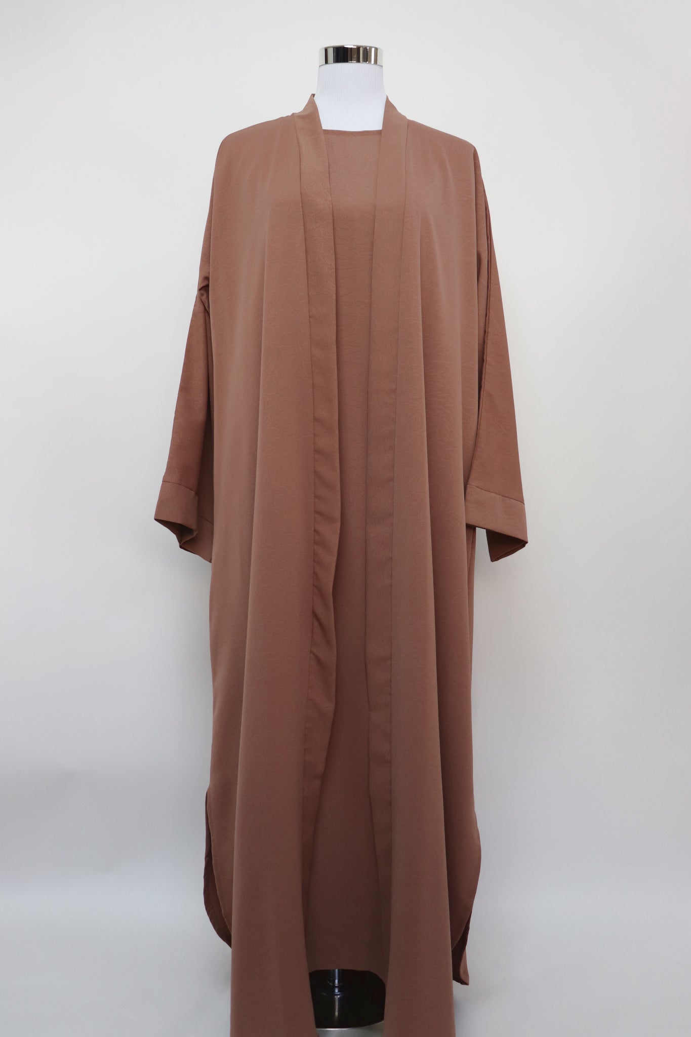 3 Piece Set Marble Open Kimono Abaya - Sandstone