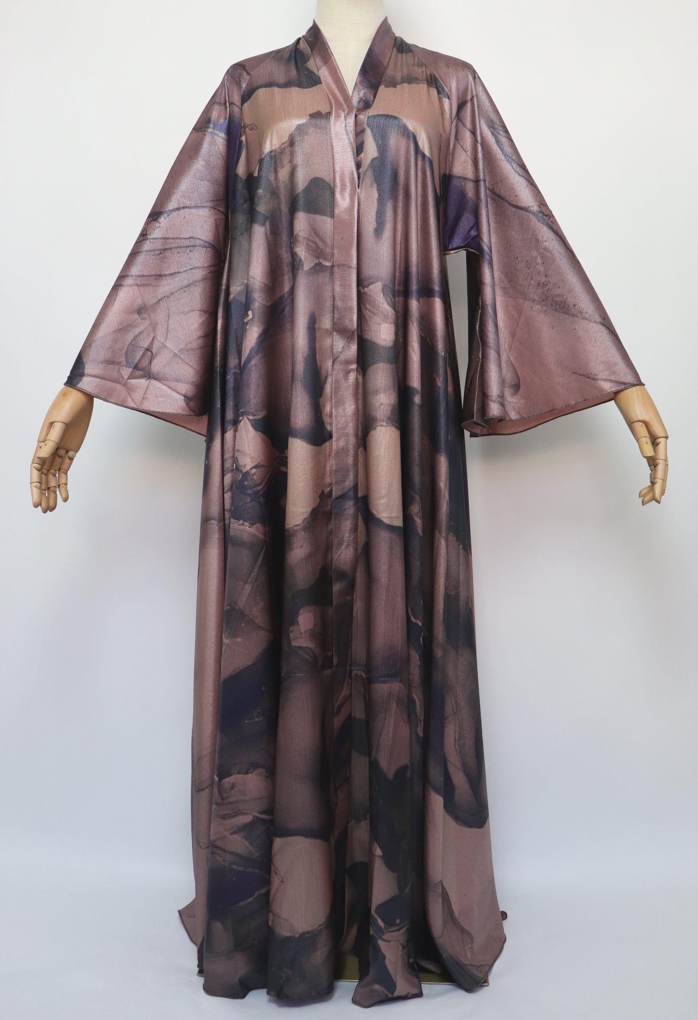 Open Flare Crinkle Sheen Umbrella Abaya - Pale Mauve