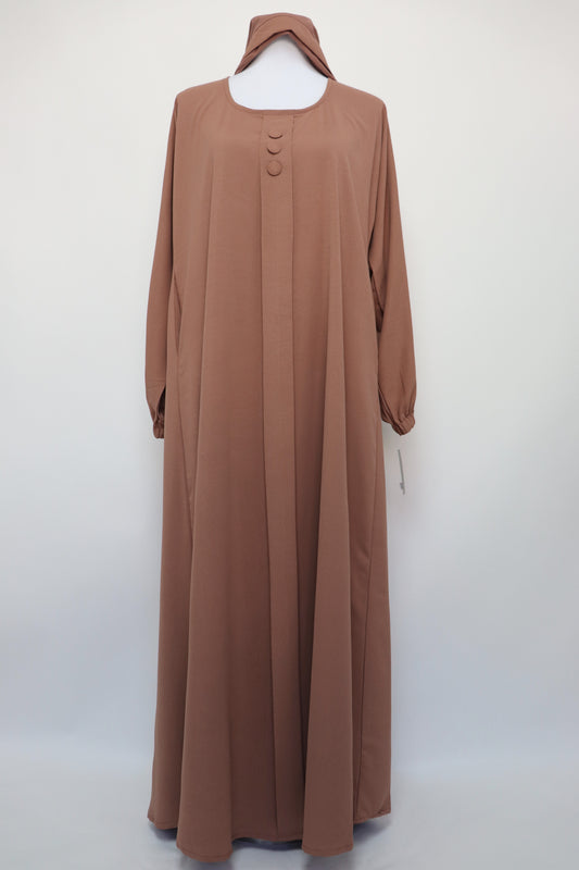 Marble Closed Semi Flare Cuffed Abaya - Sandstone