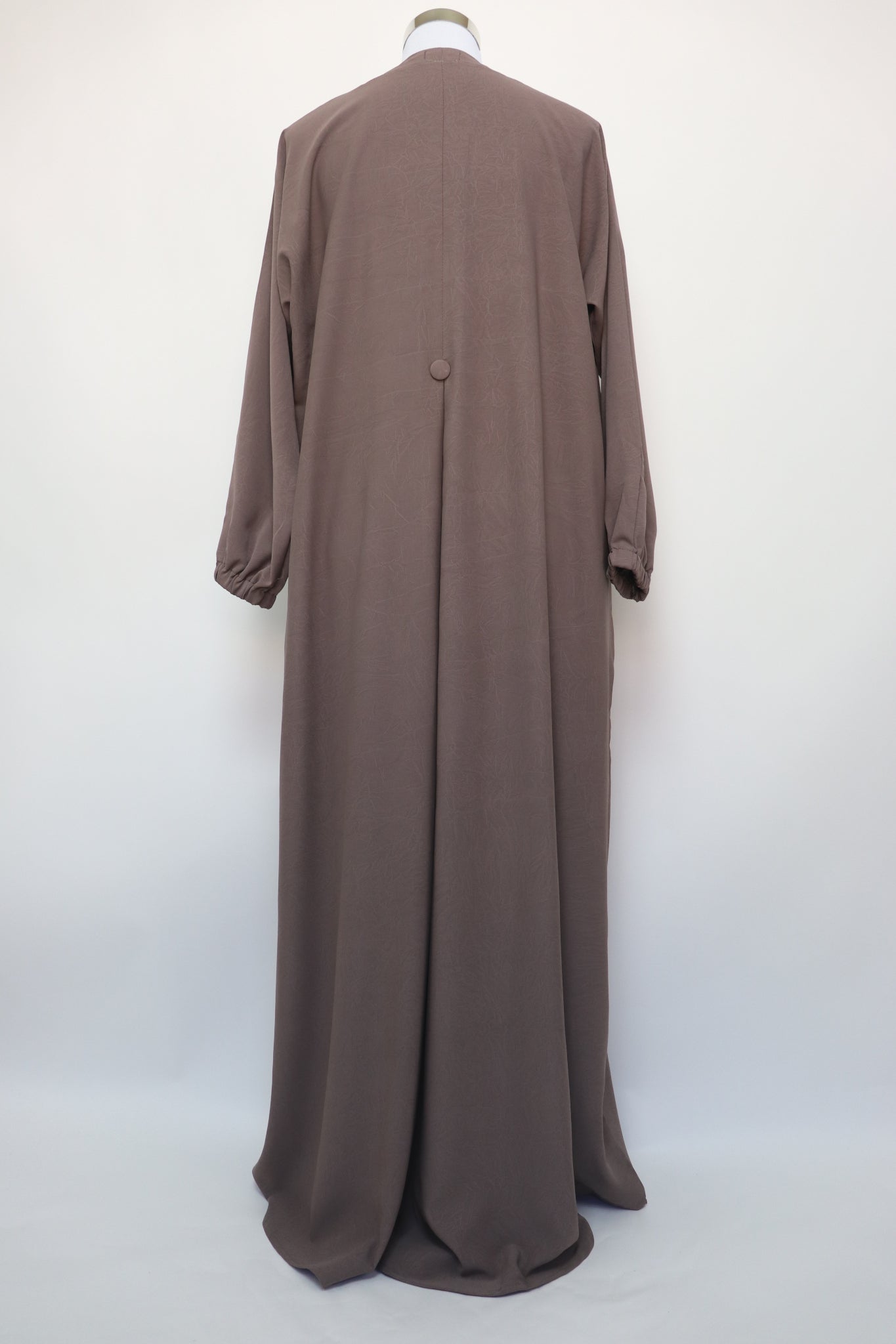 Marble Closed Semi Flare Cuffed Abaya - Deep Taupe