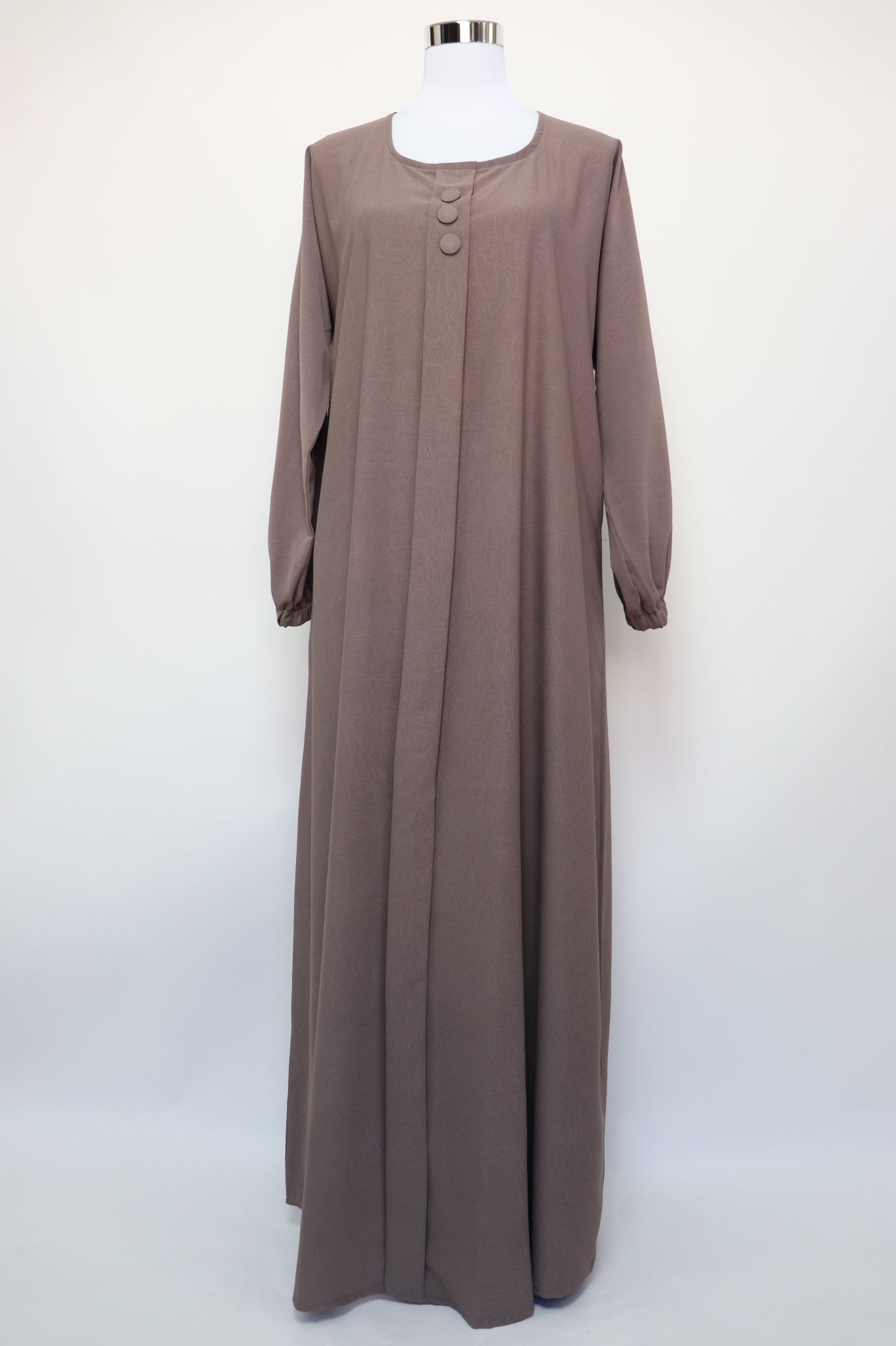 Marble Closed Semi Flare Cuffed Abaya - Deep Taupe