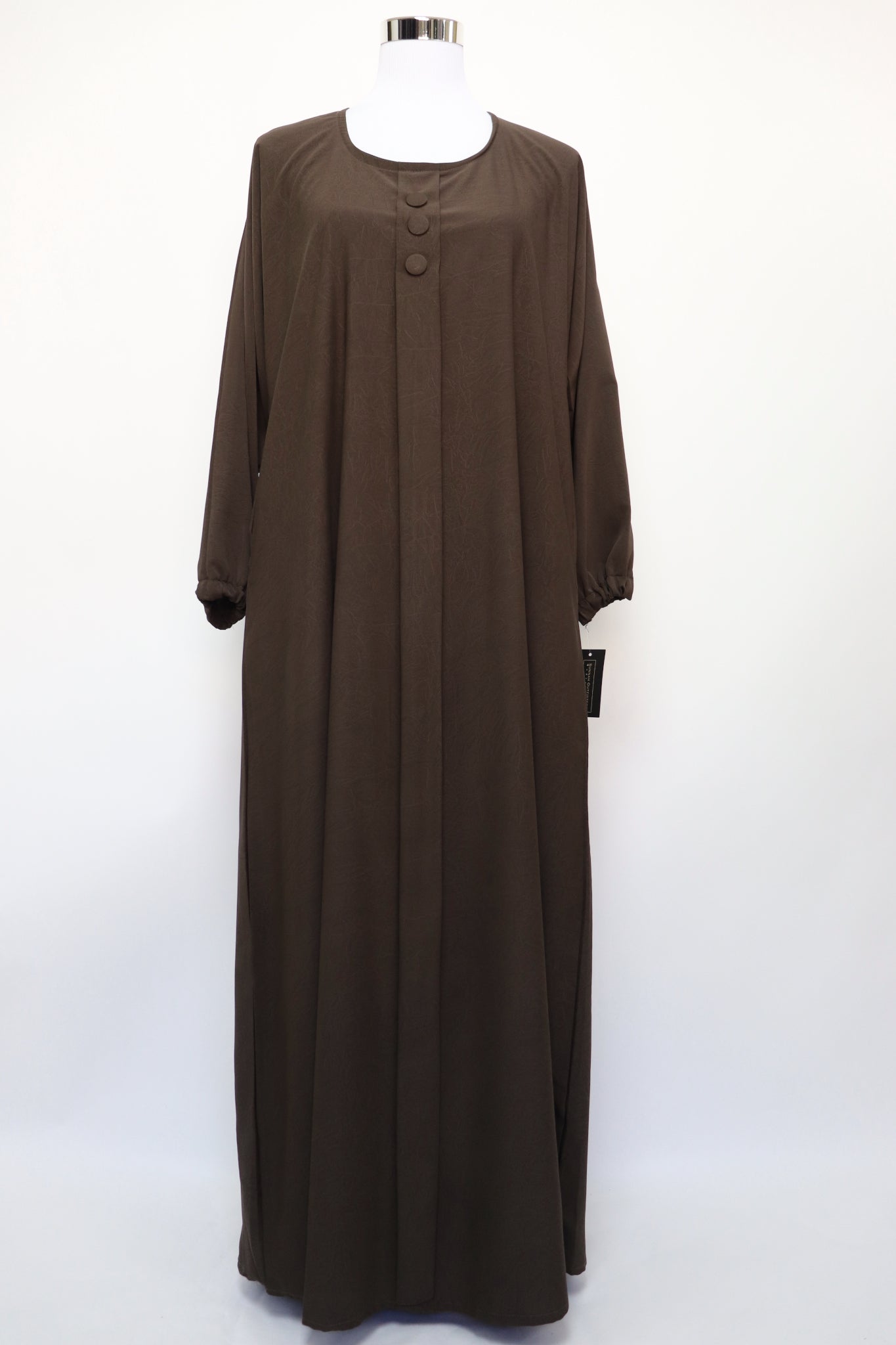 Marble Closed Semi Flare Cuffed Abaya - Coffee