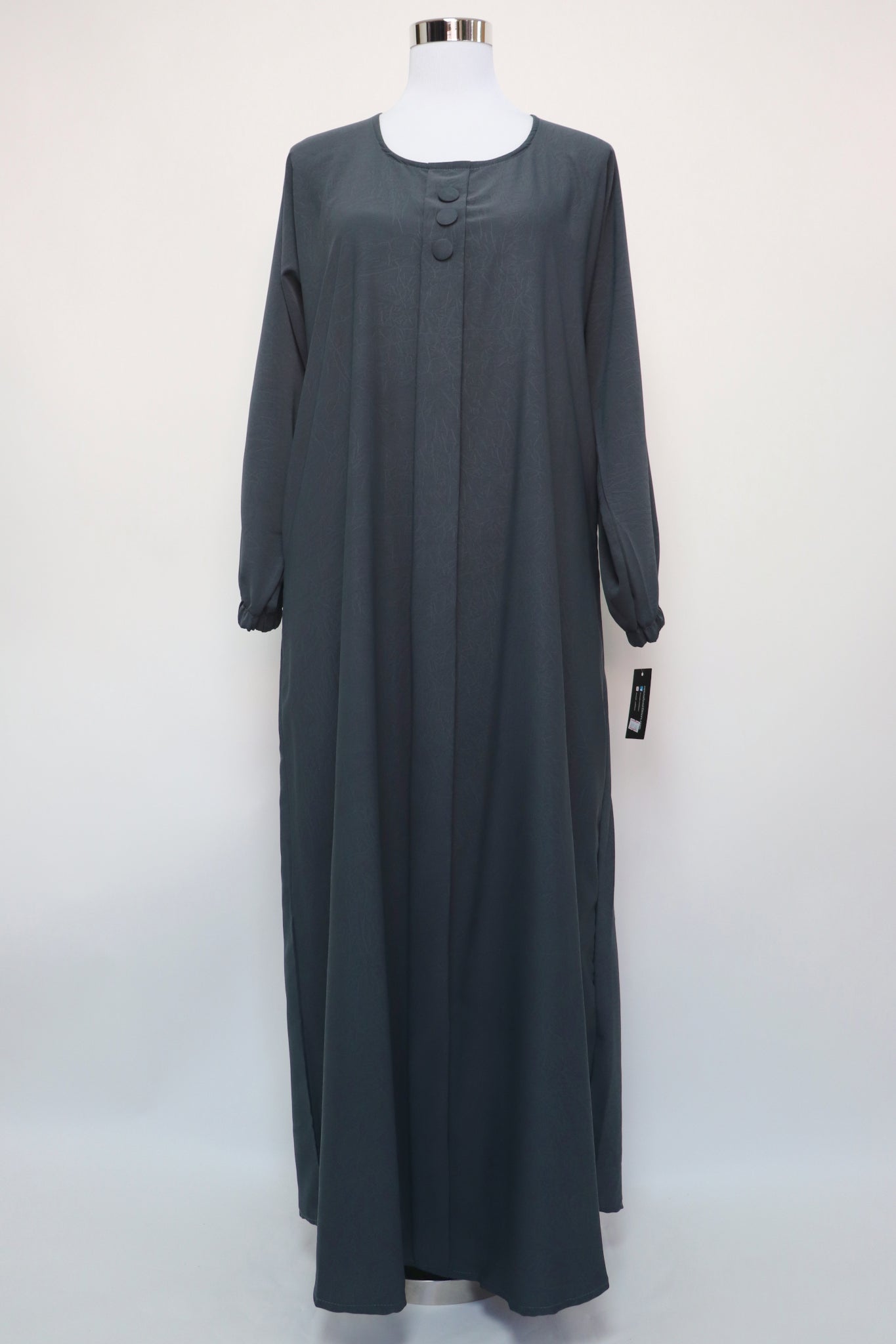 Marble Closed Semi Flare Cuffed Abaya - Charcoal