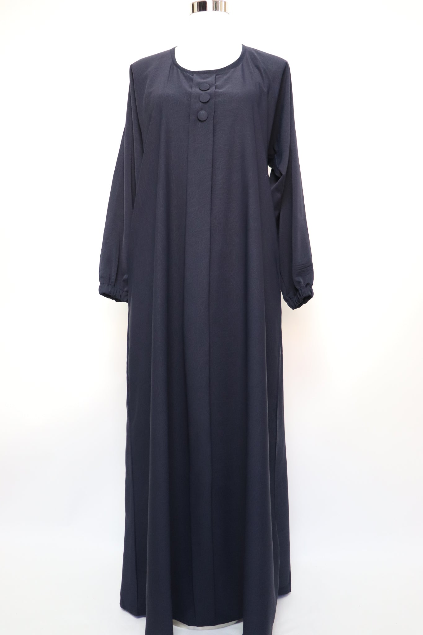 Marble Closed Semi Flare Cuffed Abaya - Navy