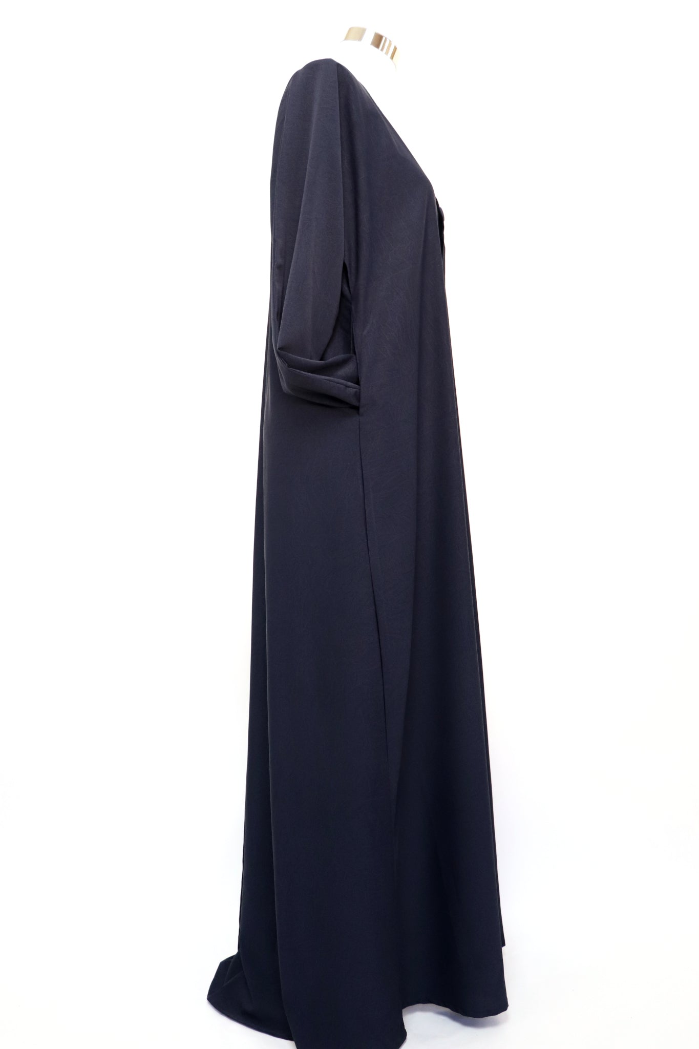 Marble Closed Semi Flare Cuffed Abaya - Navy