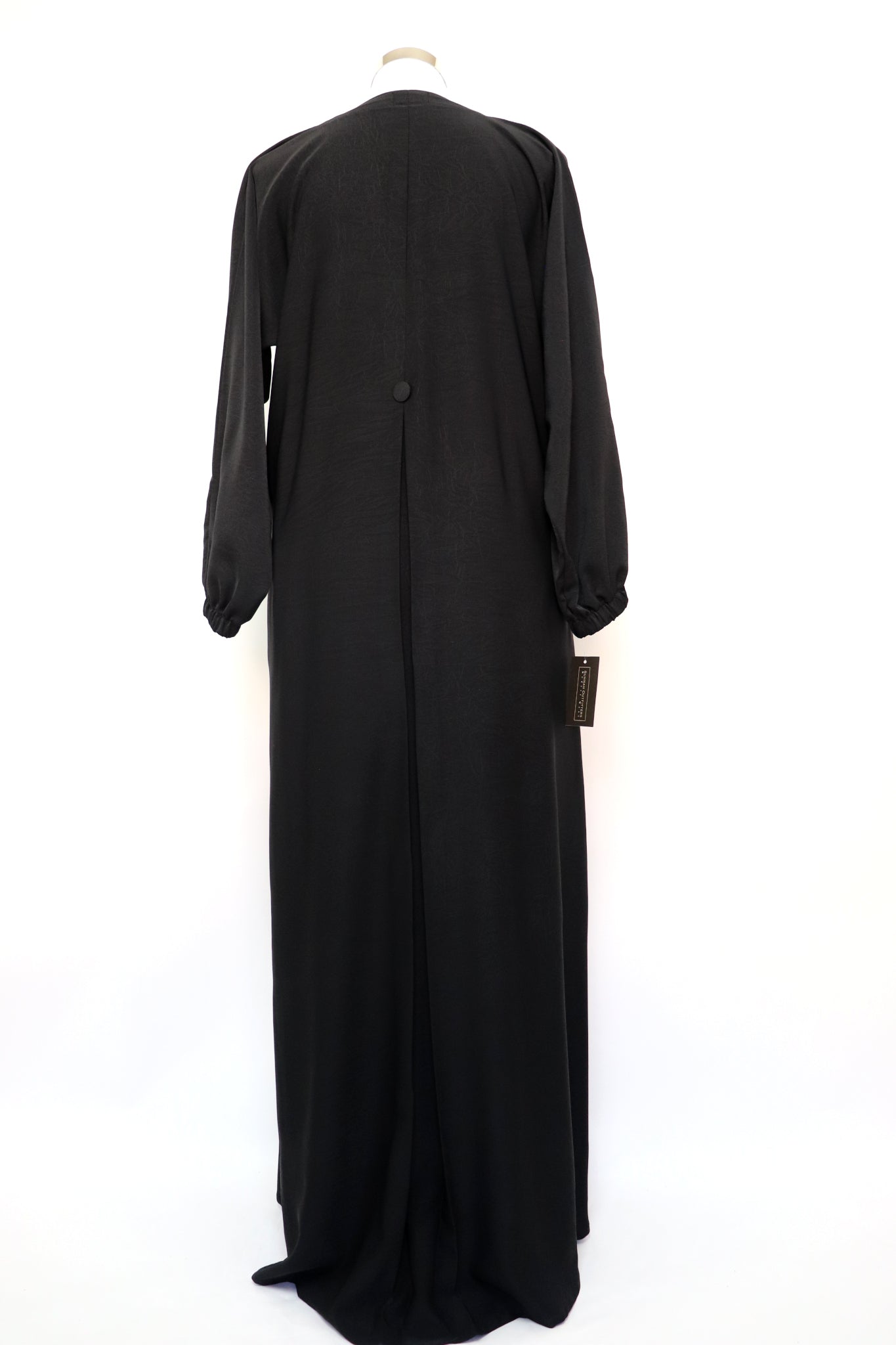 Marble Closed Semi Flare Cuffed Abaya - Black