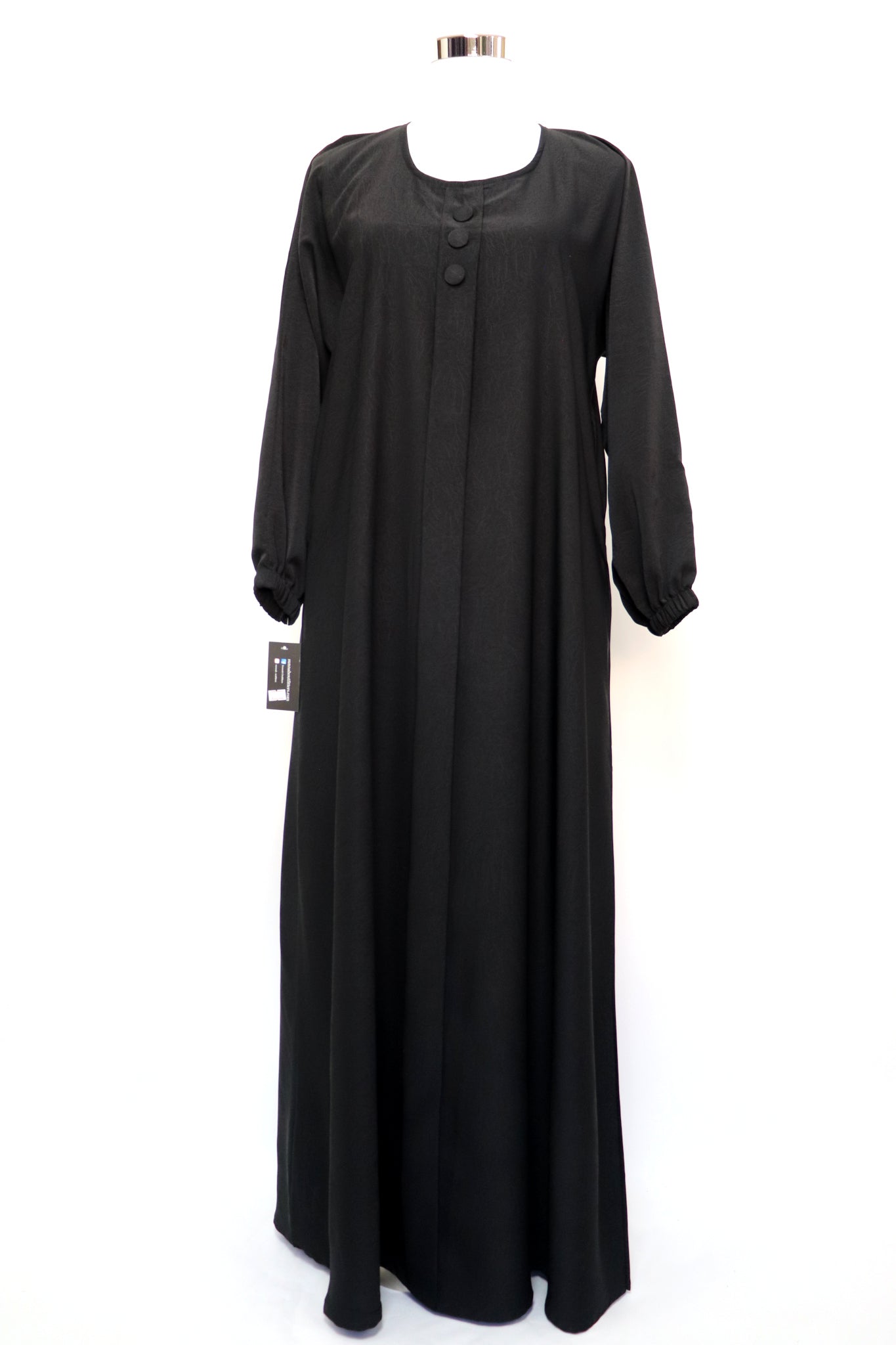 Marble Closed Semi Flare Cuffed Abaya - Black