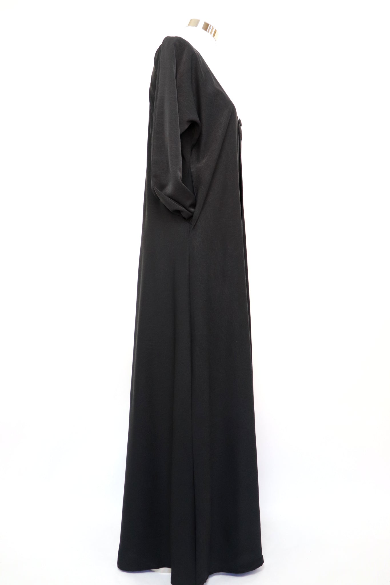 Marble Closed Semi Flare Cuffed Abaya - Black